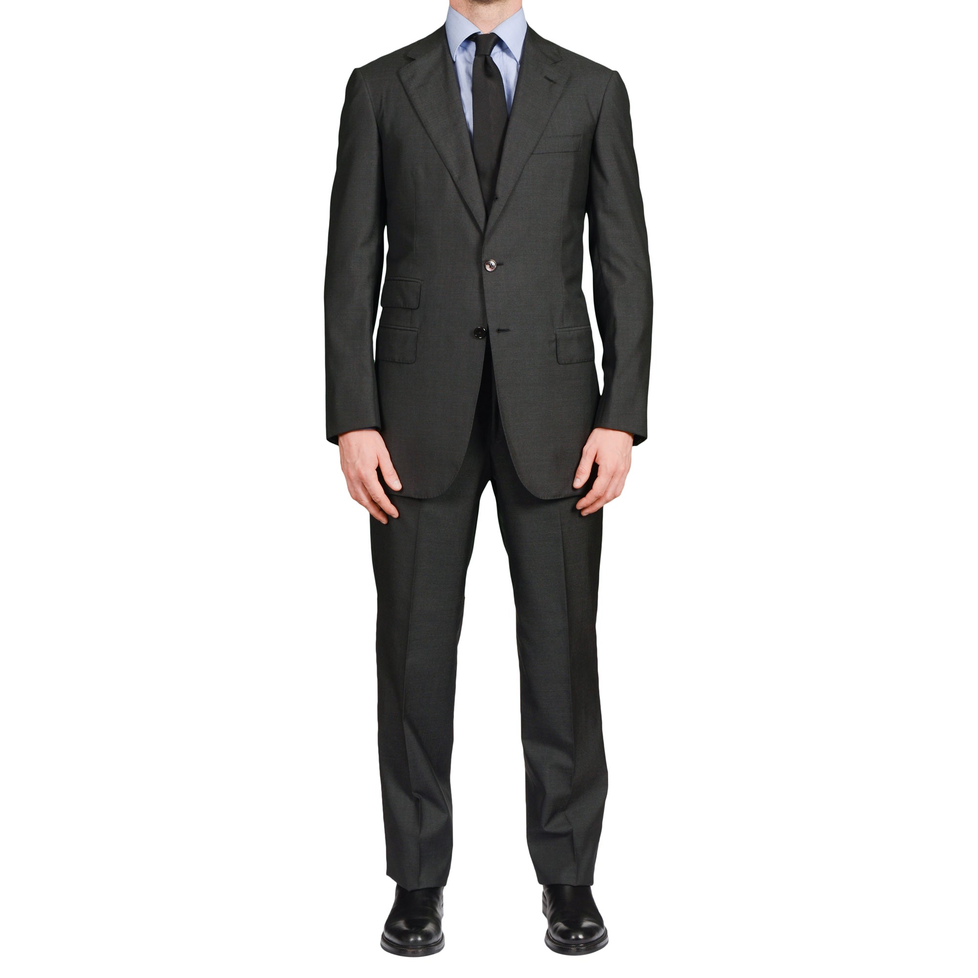 D'AVENZA for C. WIRSCHKE Handmade Gray Wool-Silk Suit EU 48 NEW US 38 Long