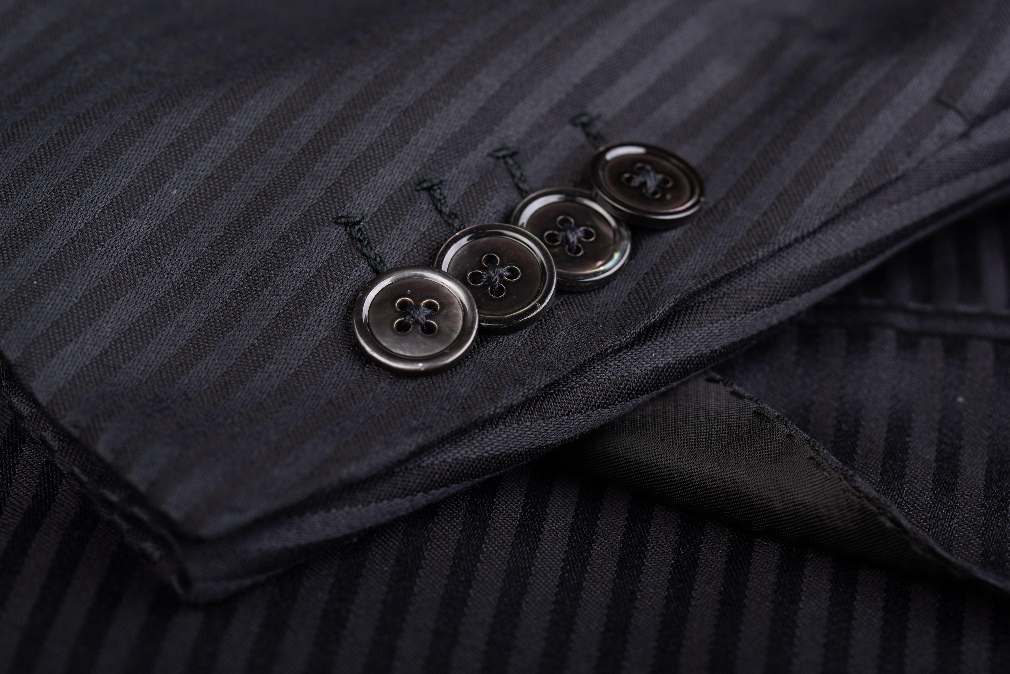 D'AVENZA for D.FINE Handmade Black Striped Wool-Silk DB Jacket EU 60 NEW US 50 D'AVENZA