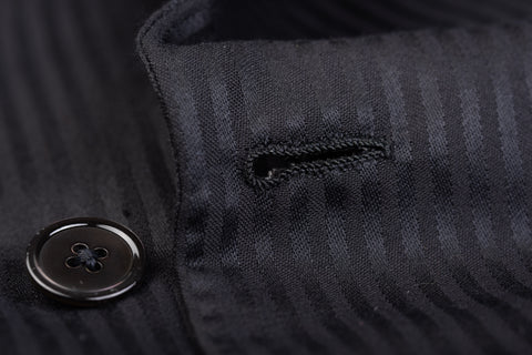 D'AVENZA for D.FINE Handmade Black Striped Wool-Silk DB Jacket EU 60 NEW US 50