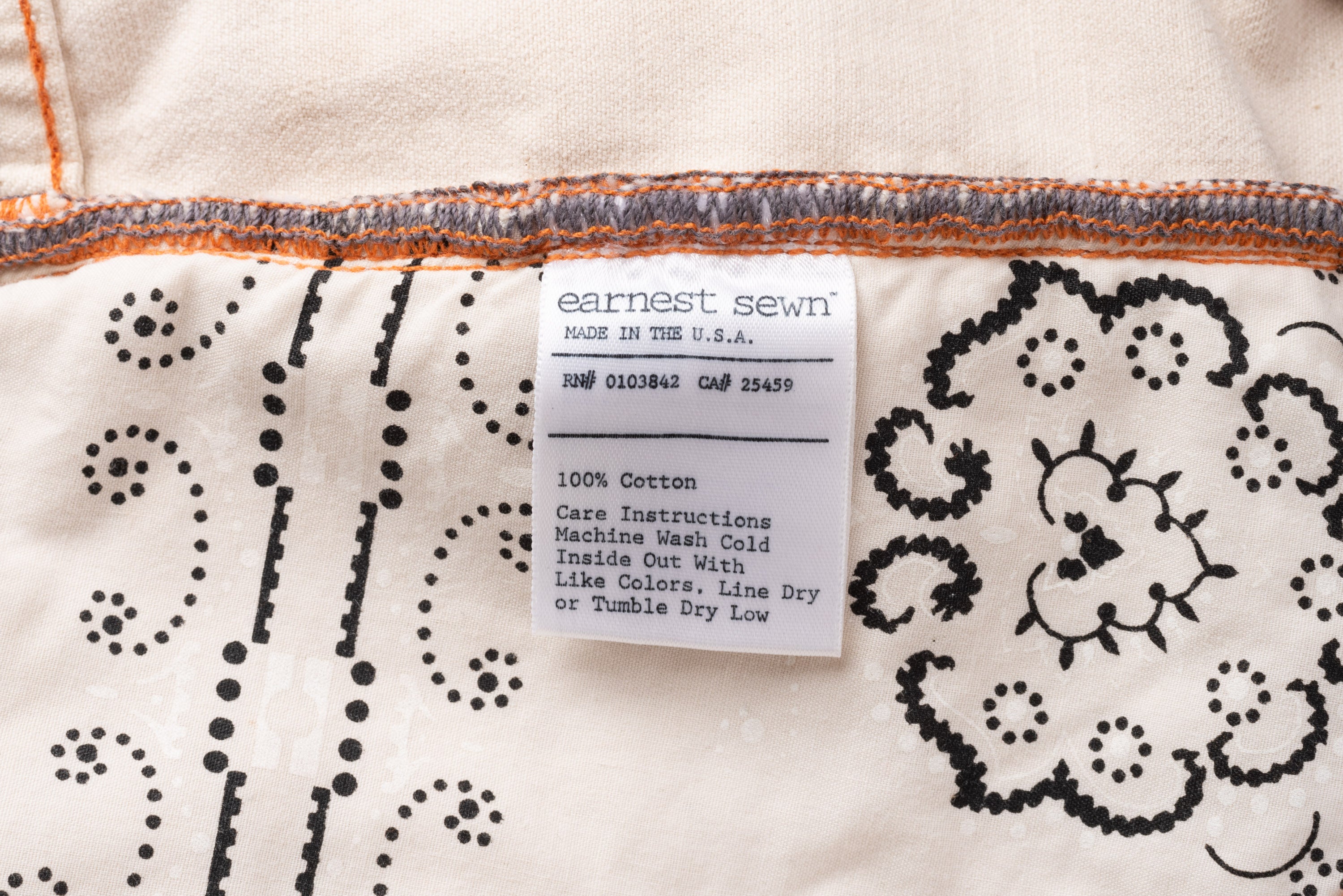 EARNEST SEWN Beige Cotton Twill Boot Cut Jeans US 32 EARNEST SEWN