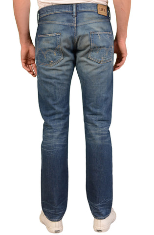 EDWIN Blue Cotton Distressed Denim Slim Fit 5 Pockets Selvedge Jeans W35 L34 - SARTORIALE - 2