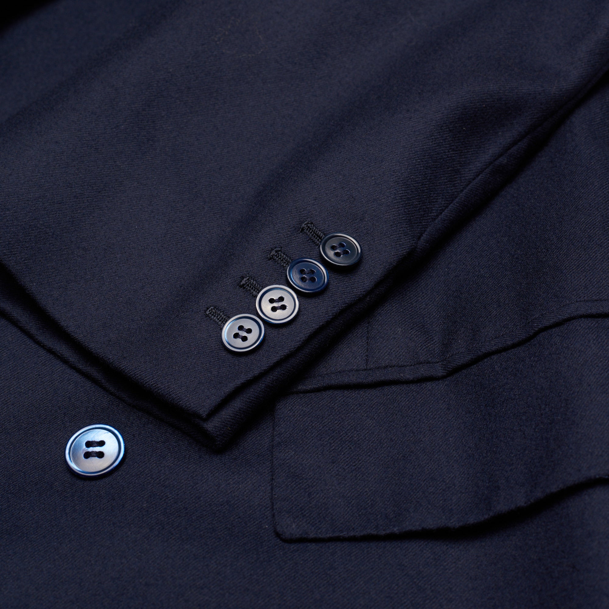 FALLAN & HARVEY LTD. Savile Row Bespoke Blazer Blue Wool DB Jacket US 42