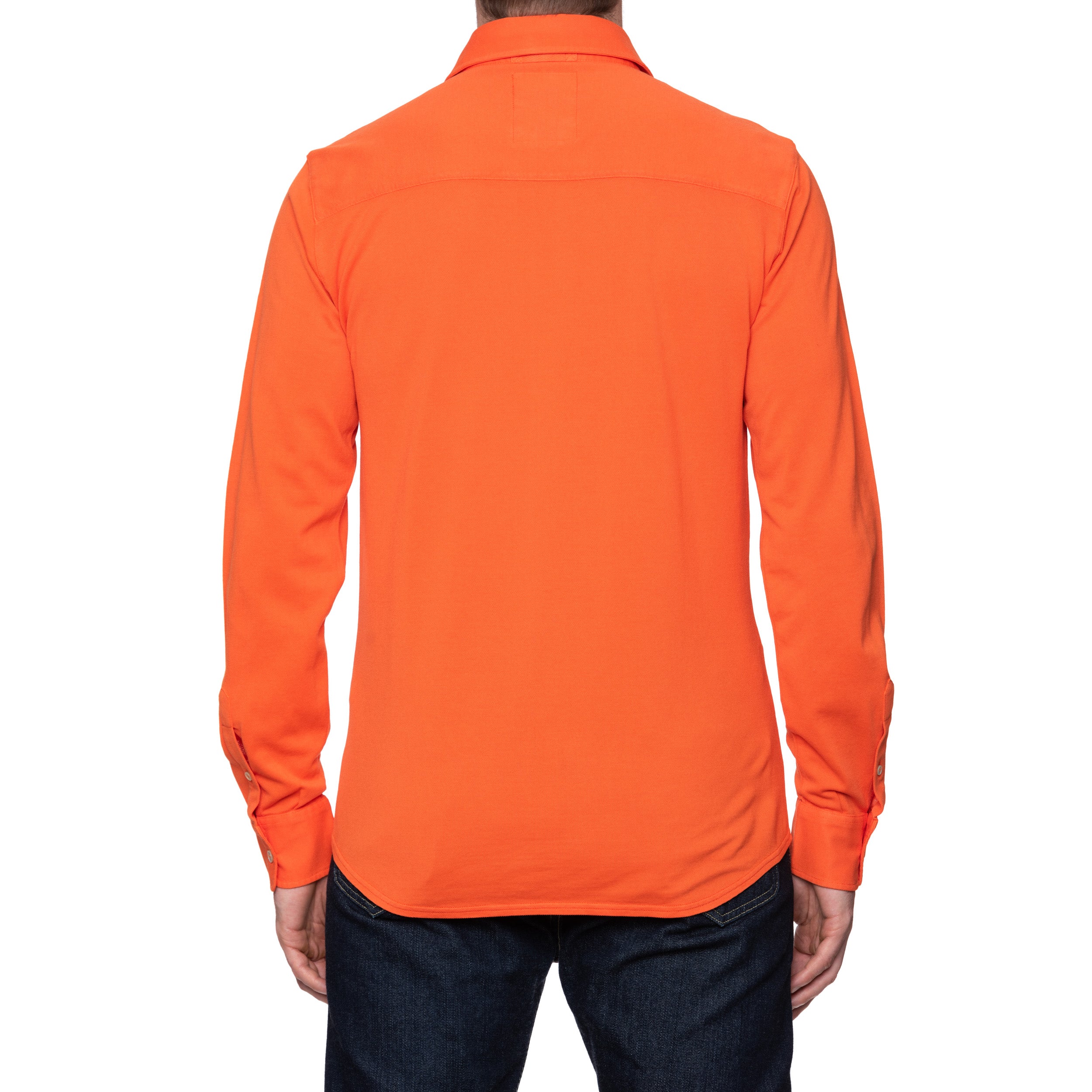 FEDELI 34 LAB "Pard" Orange Cotton Pique Long Sleeve Polo Shirt 50 NEW US FEDELI