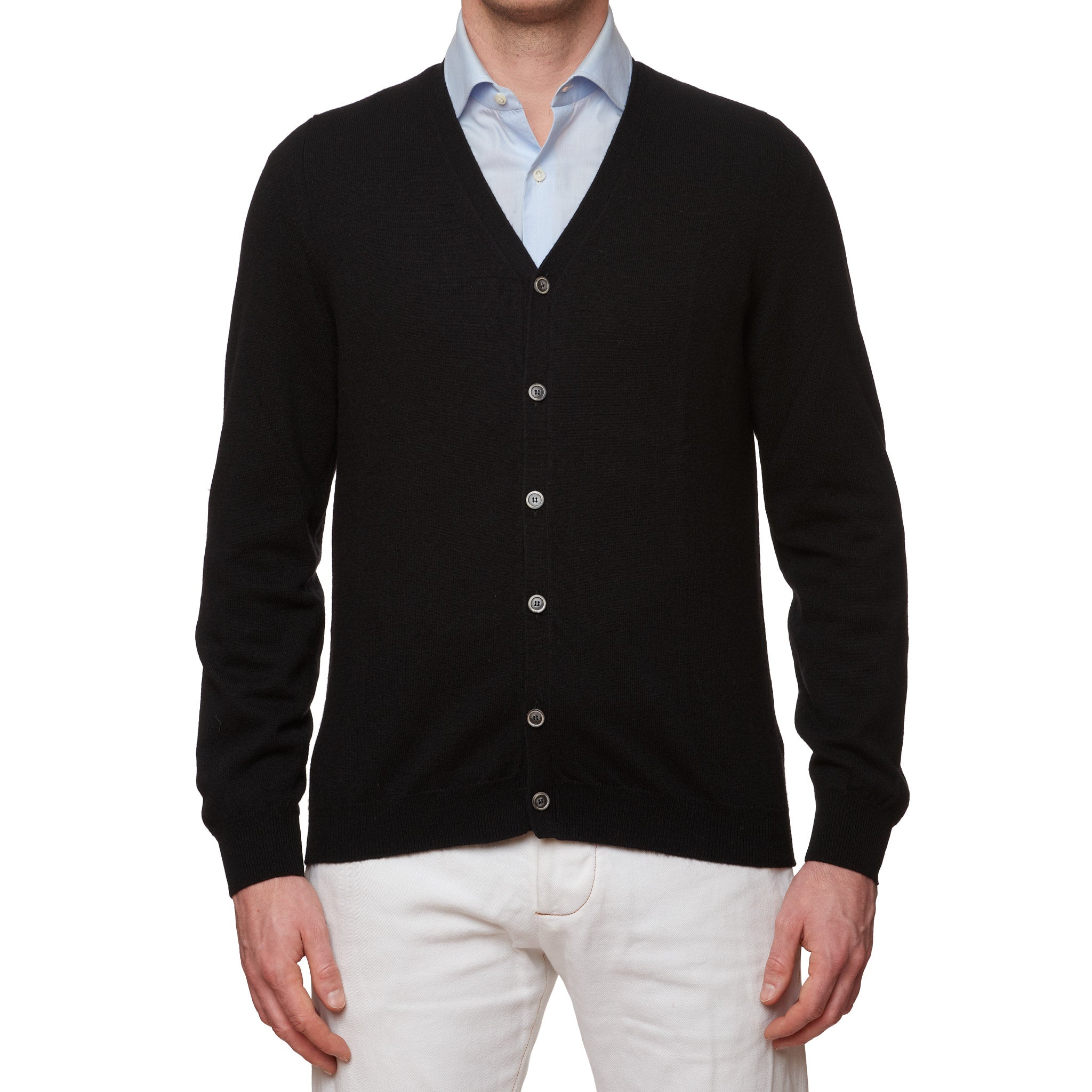 FEDELI Black Cashmere Cardigan Sweater EU 52 NEW US L Slim Fit FEDELI