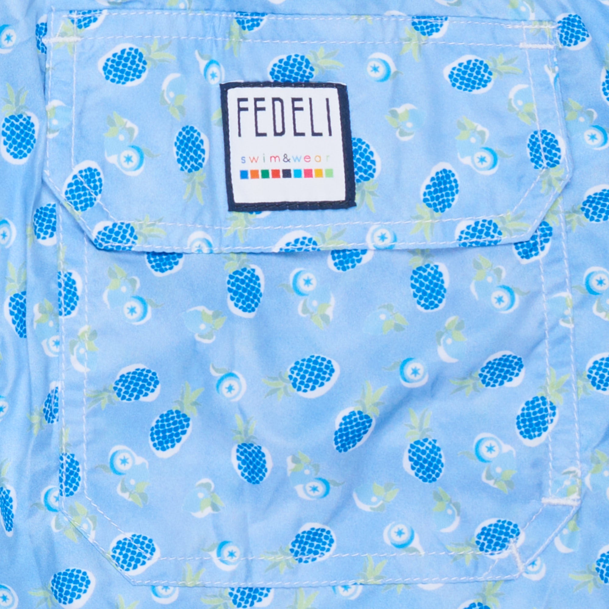 FEDELI Blue Fruit Print Madeira Airstop Swim Shorts Trunks NEW Size 3XL FEDELI