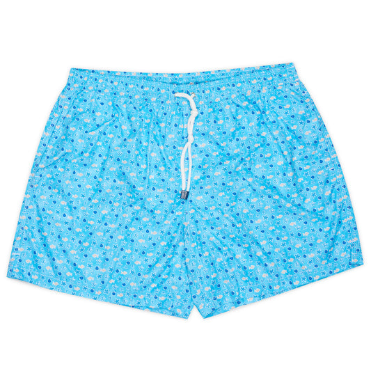 FEDELI Blue Sea Animals Print Madeira Airstop Swim Shorts Trunks NEW 3XL