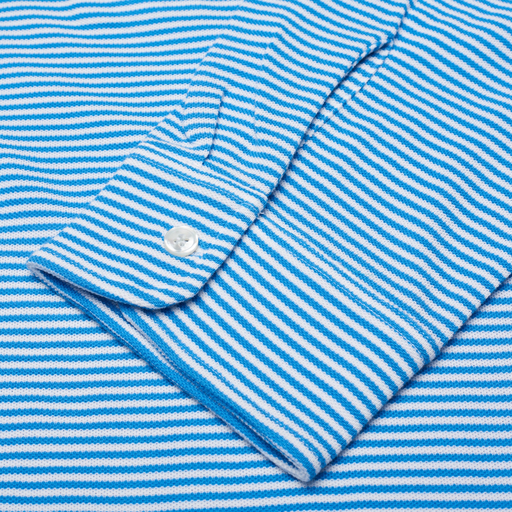 FEDELI Blue Striped Cotton Light Pique Long Sleeve Polo Shirt EU 58 NEW US 3XL FEDELI