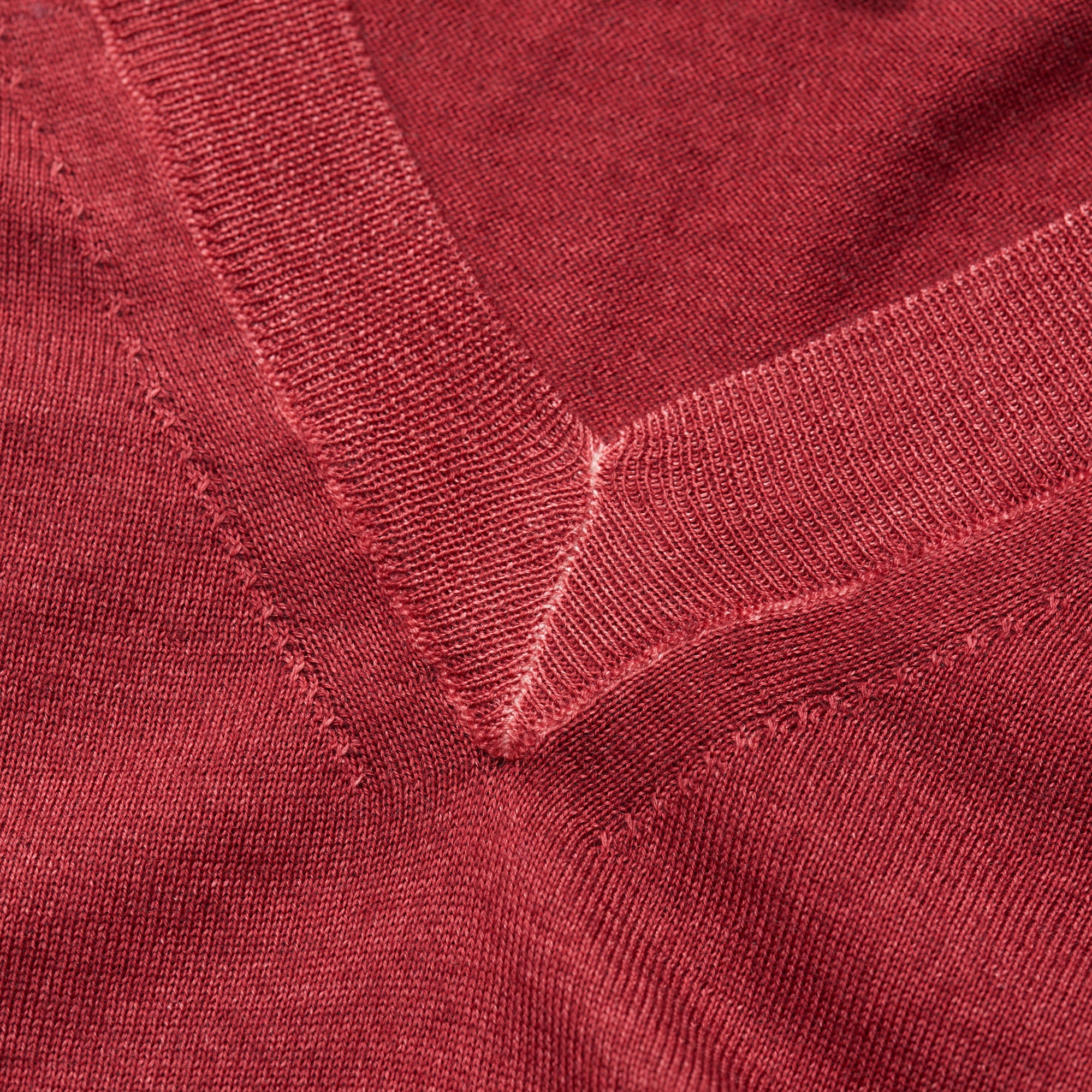 FEDELI Crimson Cashmere-Silk V-Neck Luxury Sweater EU 52 NEW US L FEDELI