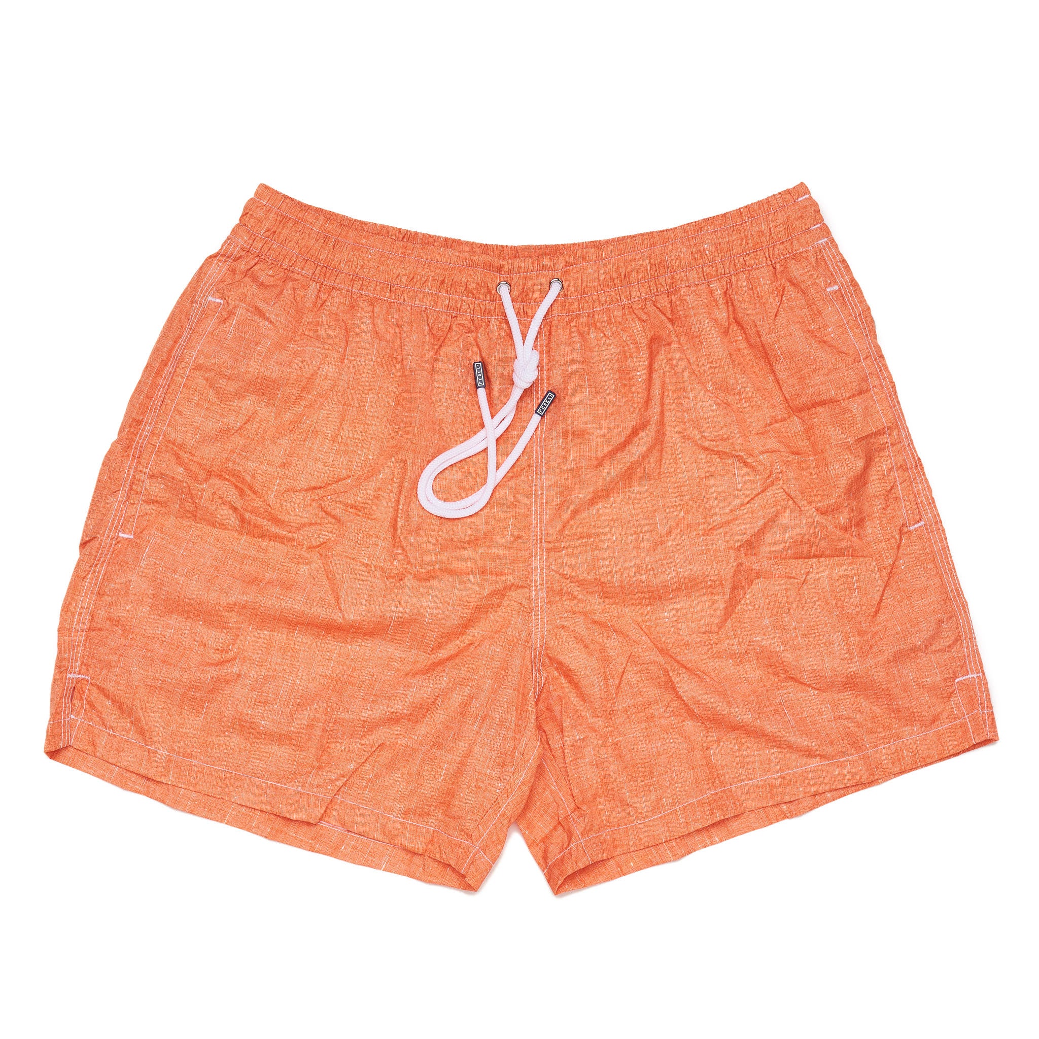 FEDELI Orange Chambray Printed Madeira Airstop Swim Shorts Trunks NEW S FEDELI
