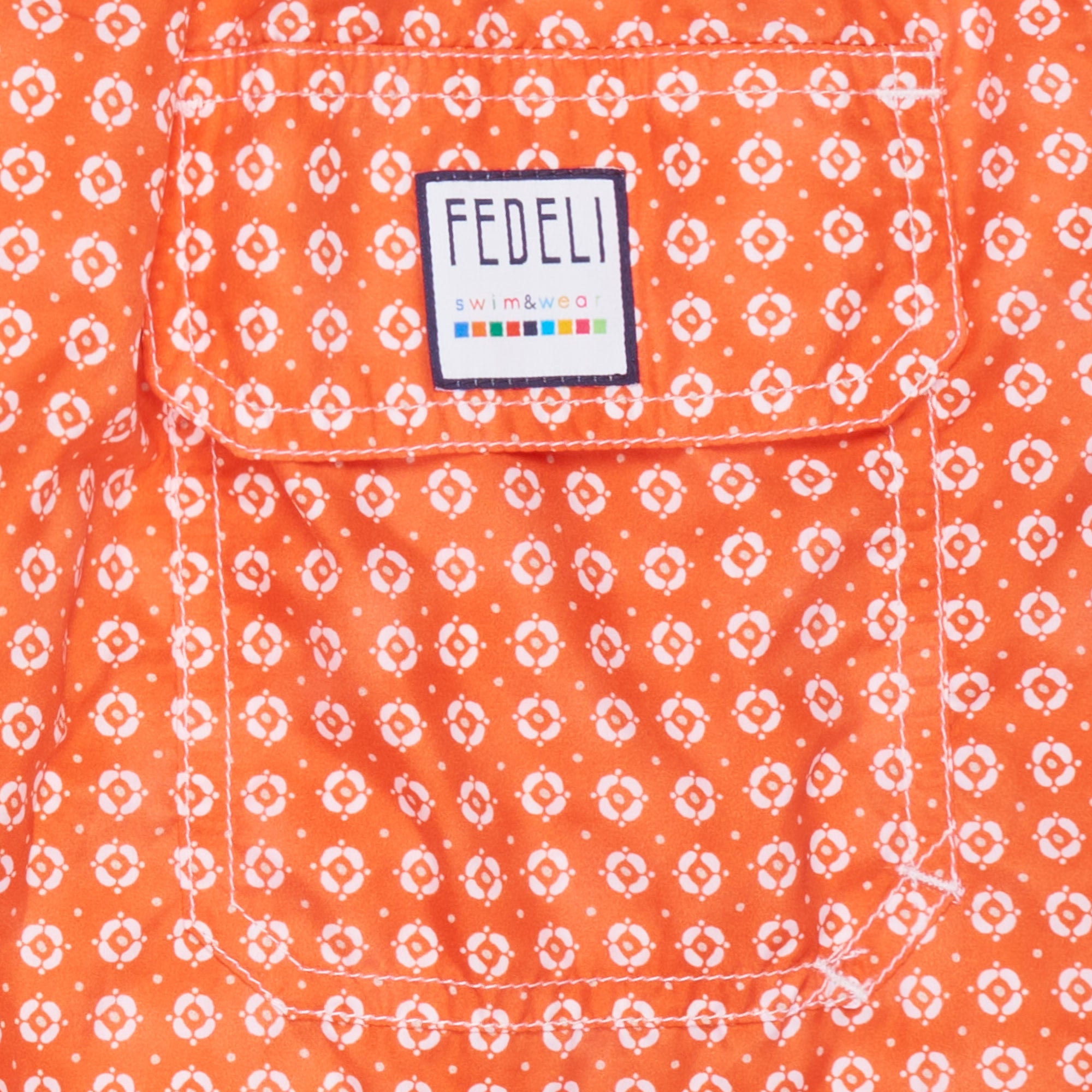 FEDELI Orange Floral Print Maldive Airstop Swim Shorts Trunks NEW FEDELI