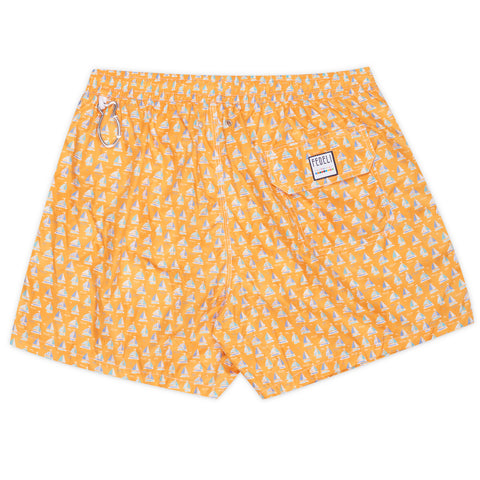 FEDELI Orange Sailboat Printed Madeira Airstop Swim Shorts Trunks NEW XL