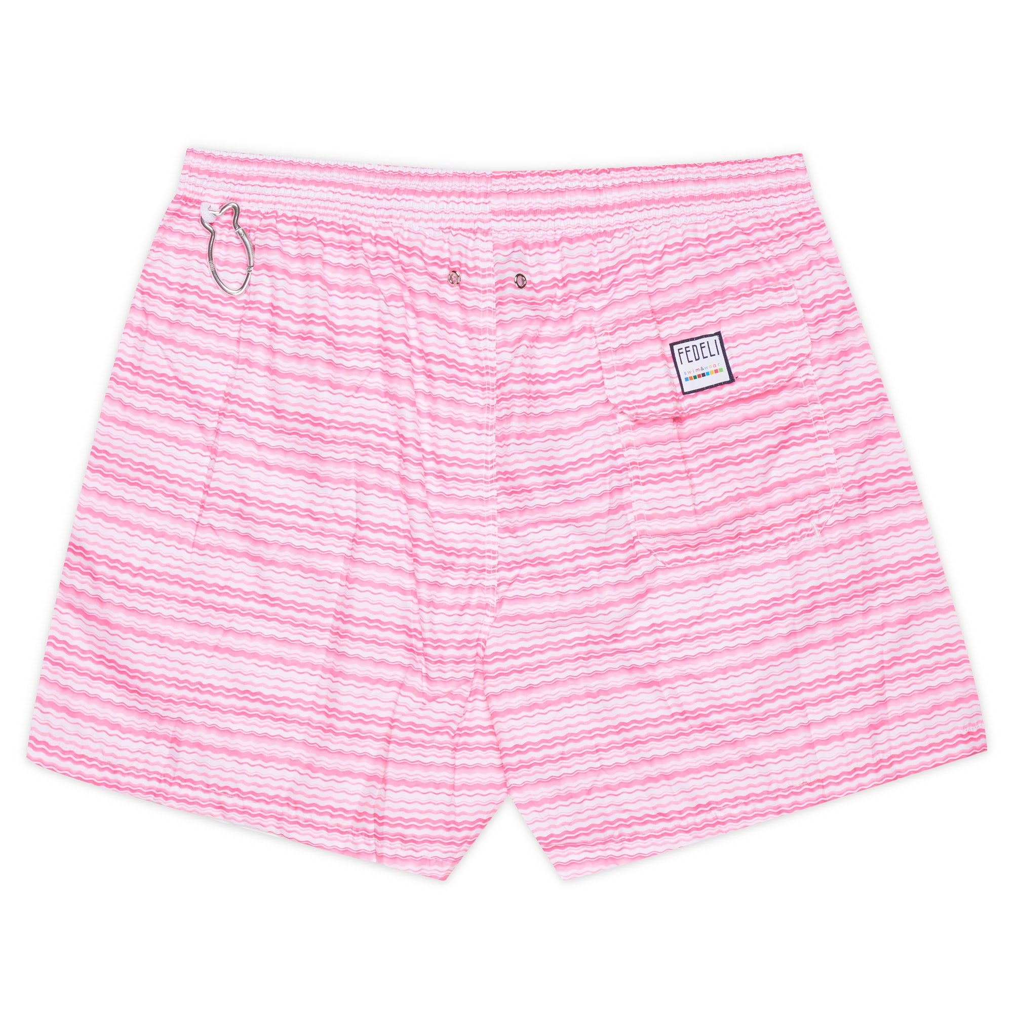 FEDELI Pink-White Wavy Striped Madeira Airstop Swim Shorts Trunks NEW FEDELI