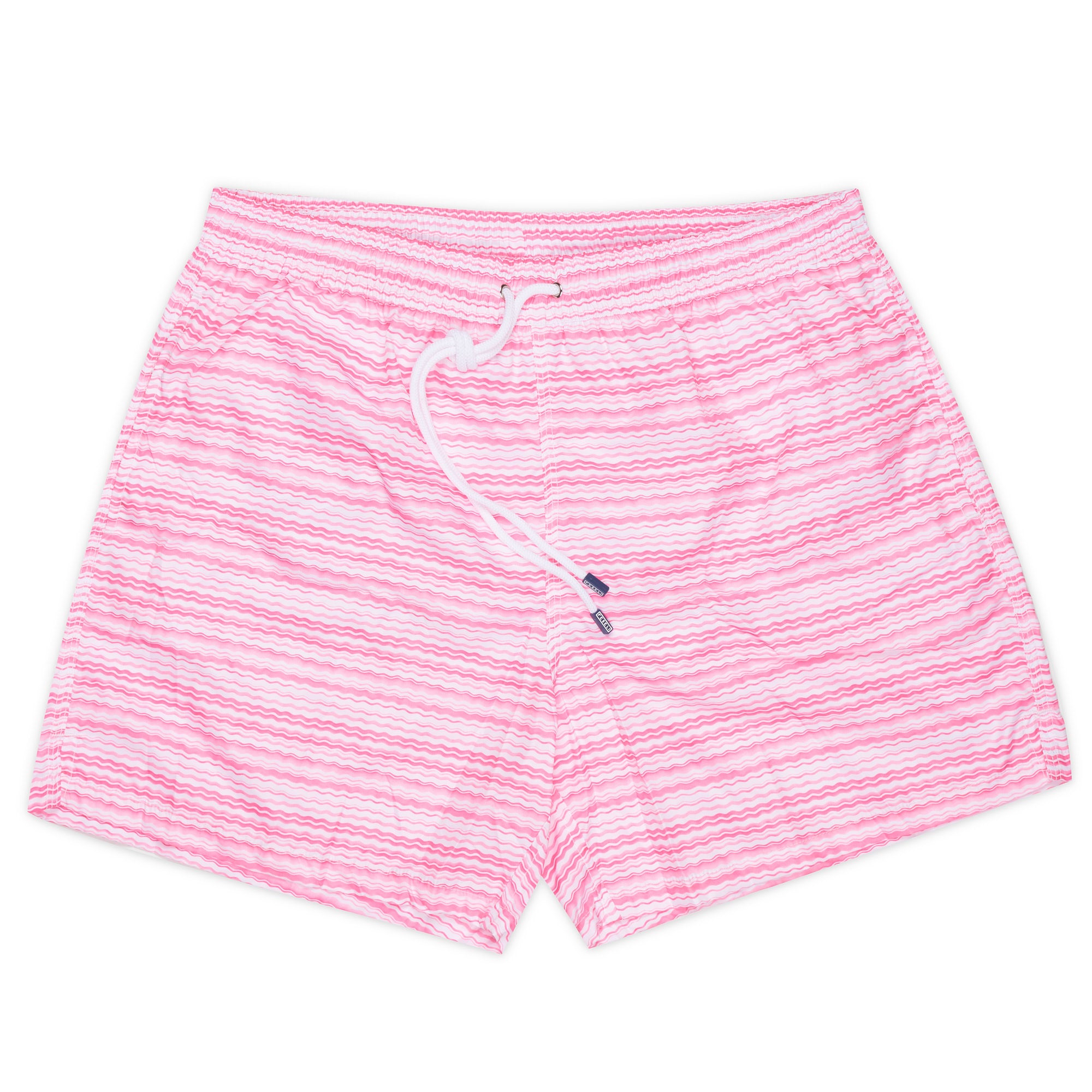 FEDELI Pink-White Wavy Striped Madeira Airstop Swim Shorts Trunks NEW FEDELI