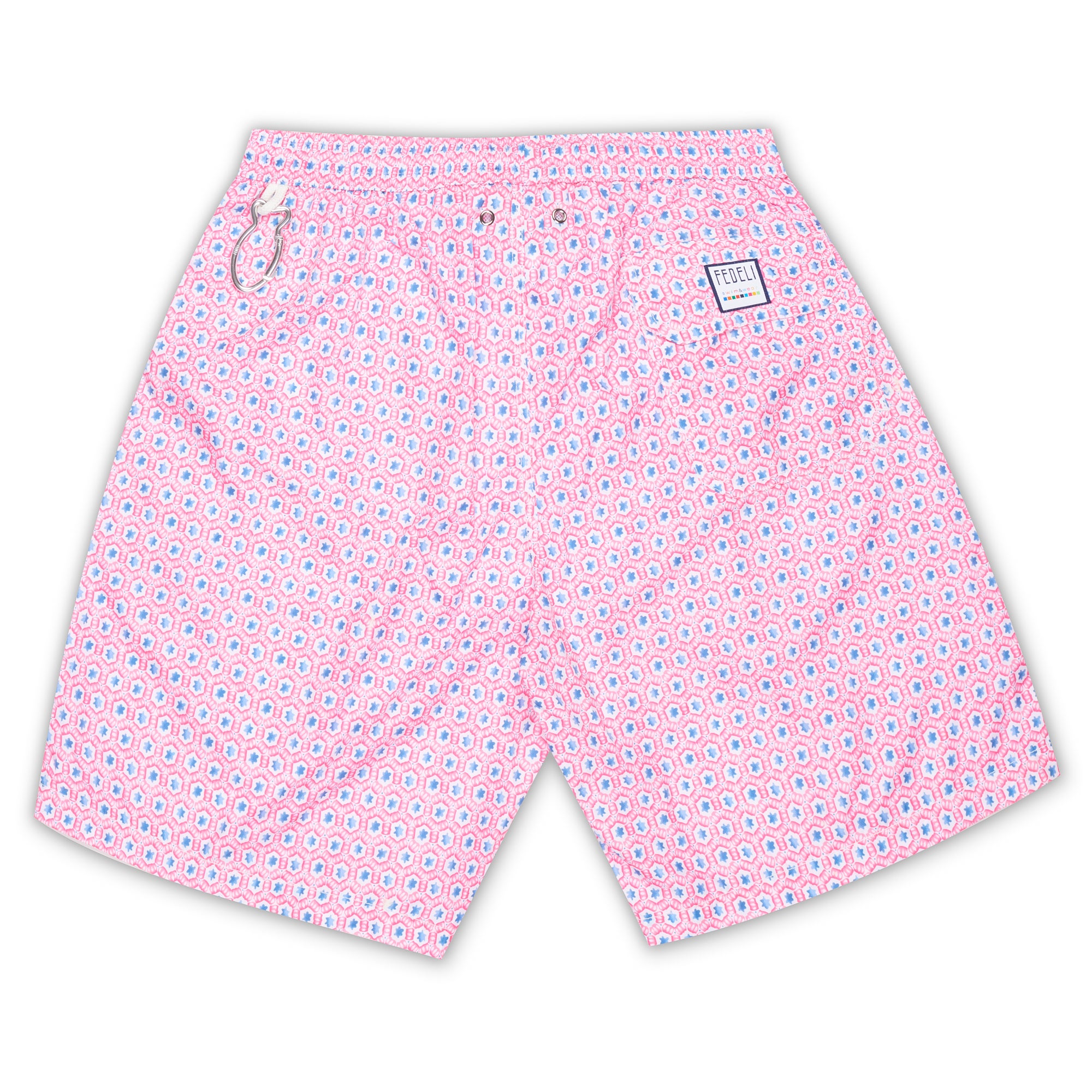 FEDELI Pink Geometric Printed Positano Airstop Swim Shorts Trunks NEW Size S FEDELI