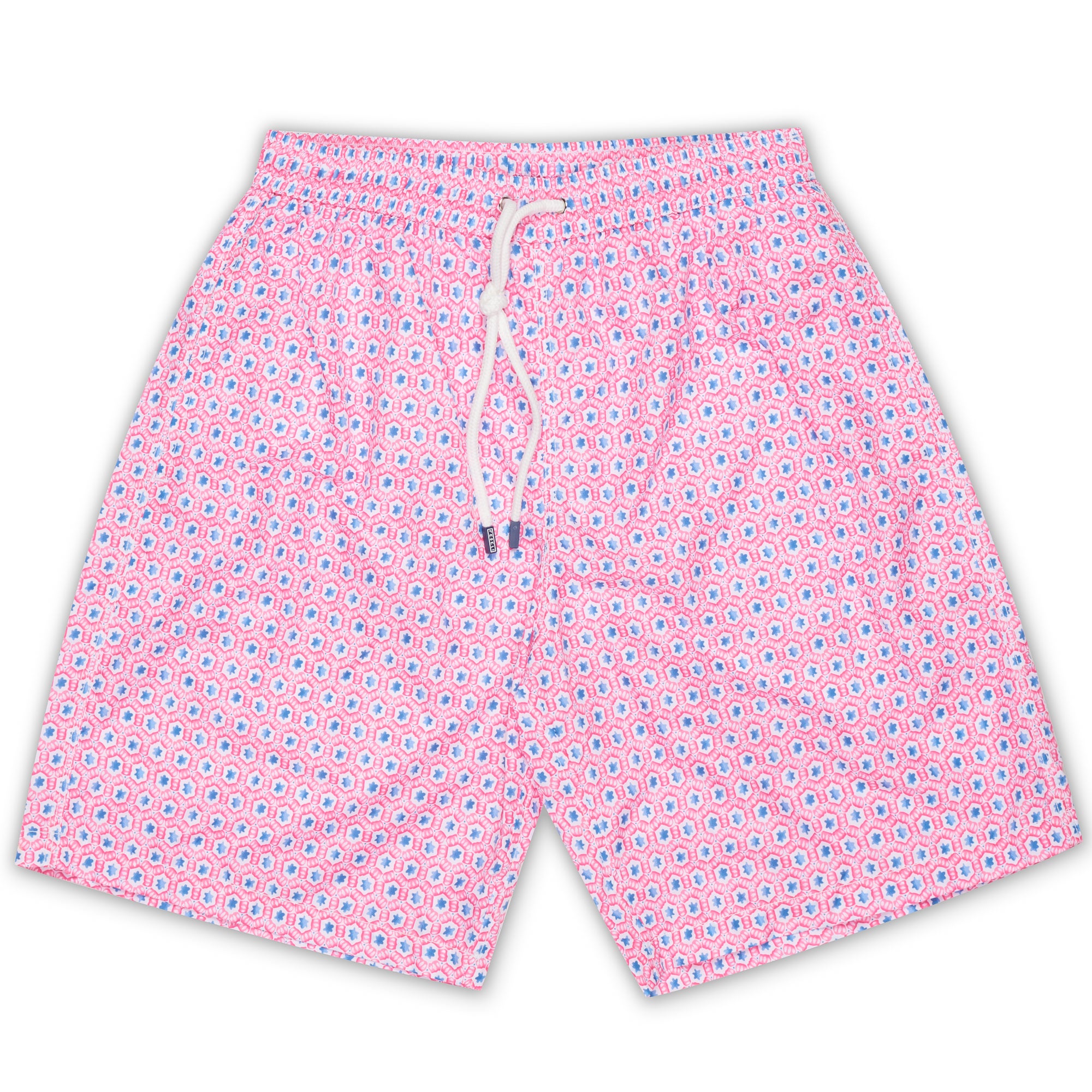 FEDELI Pink Geometric Printed Positano Airstop Swim Shorts Trunks NEW Size S FEDELI