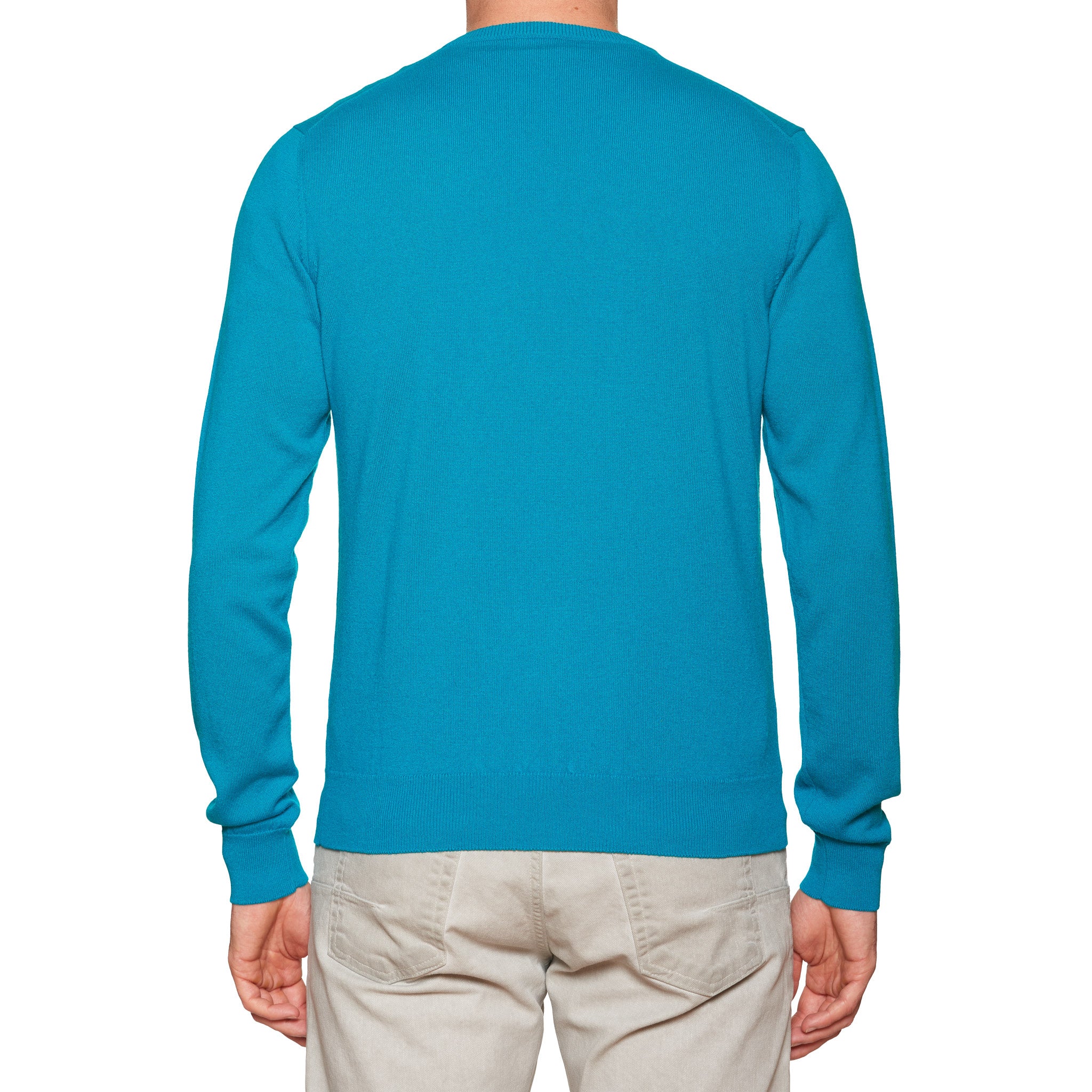FEDELI Aqua Blue Cashmere V-Neck Sweater NEW FEDELI