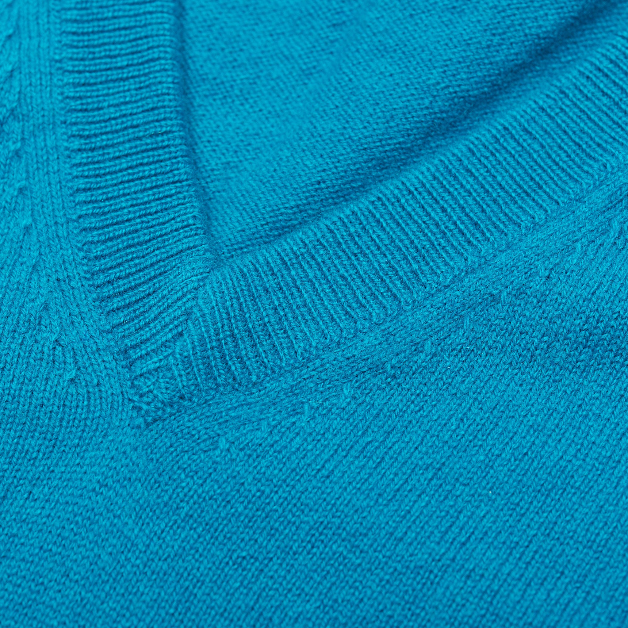 FEDELI Aqua Blue Cashmere V-Neck Sweater NEW