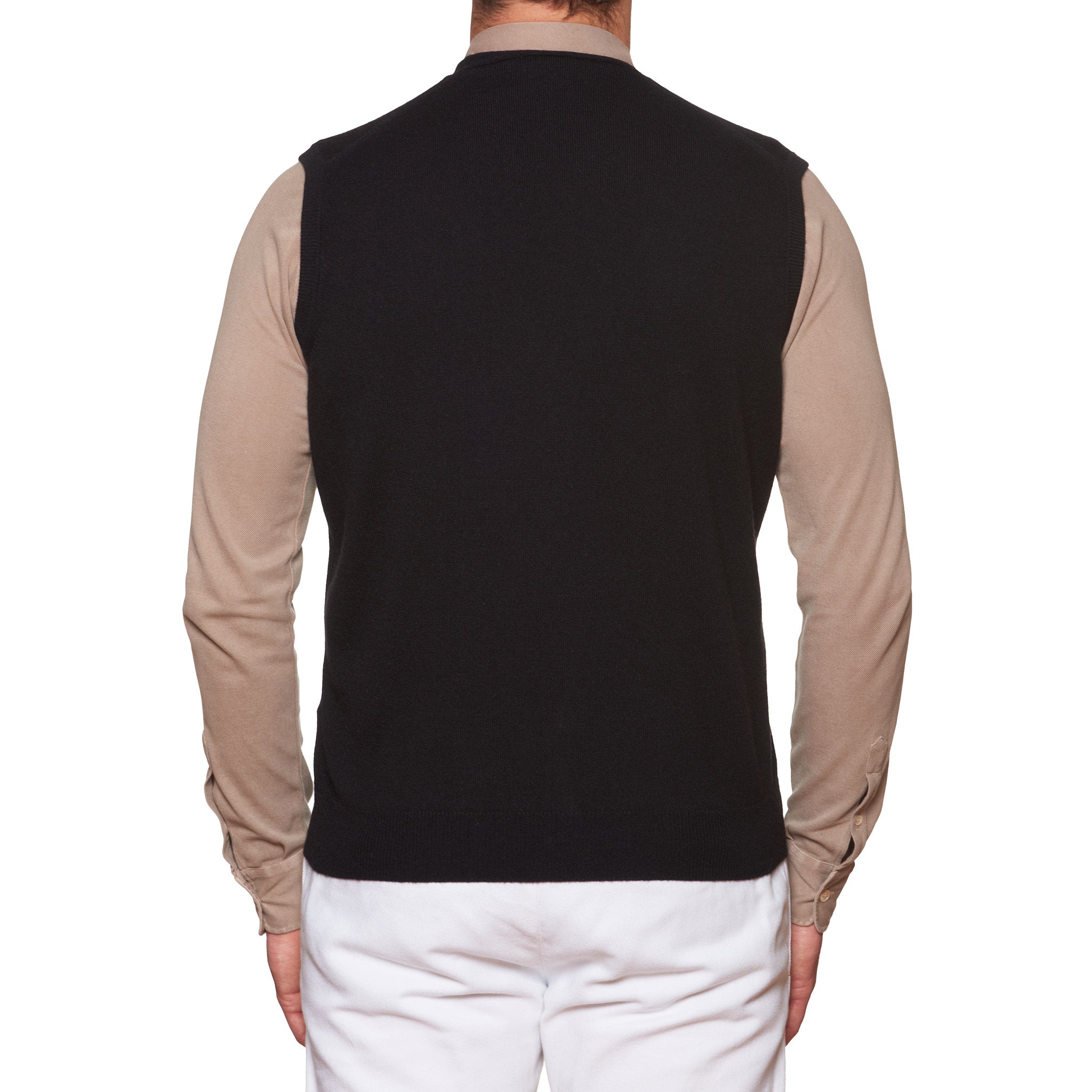 FEDELI Black Cashmere Sleeveless Cardigan Sweater NEW Slim Fit FEDELI