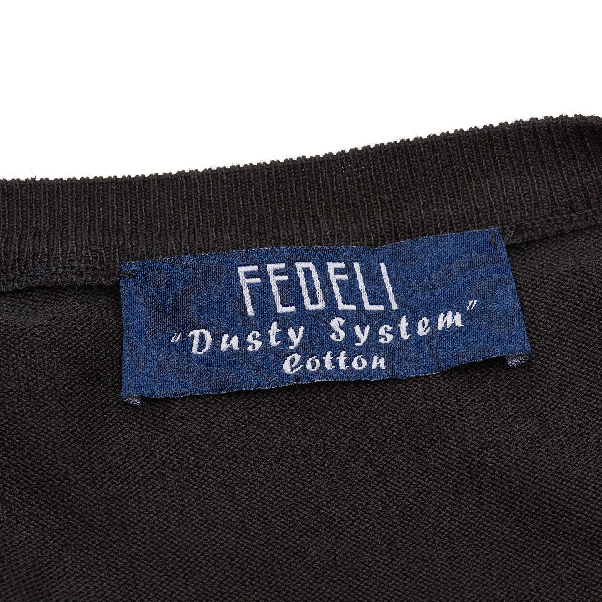 FEDELI Black Garment Dyed Dusty System Cotton V-Neck Sweater 52 NEW L FEDELI