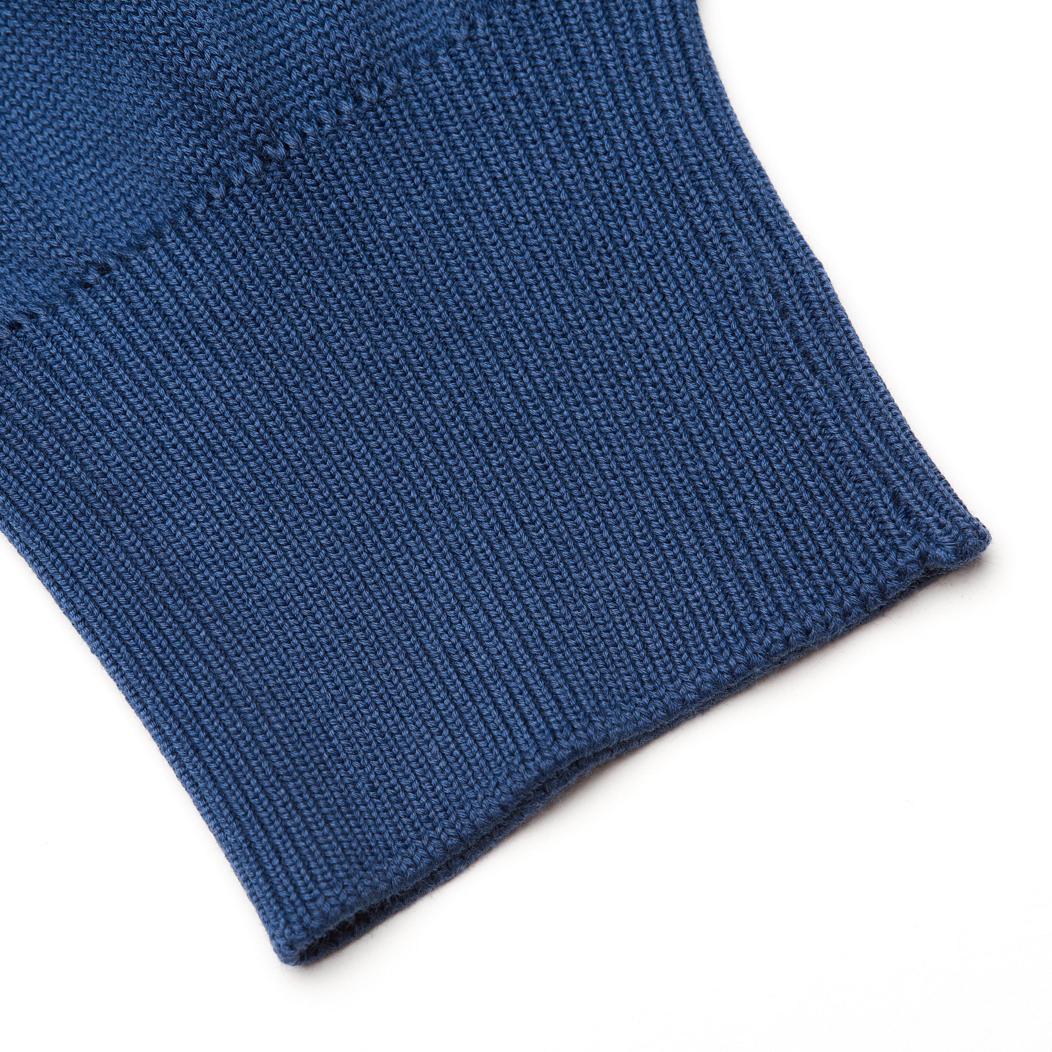 FEDELI Blue Cotton Ribbed Crewneck Sweater NEW Slim Fit FEDELI