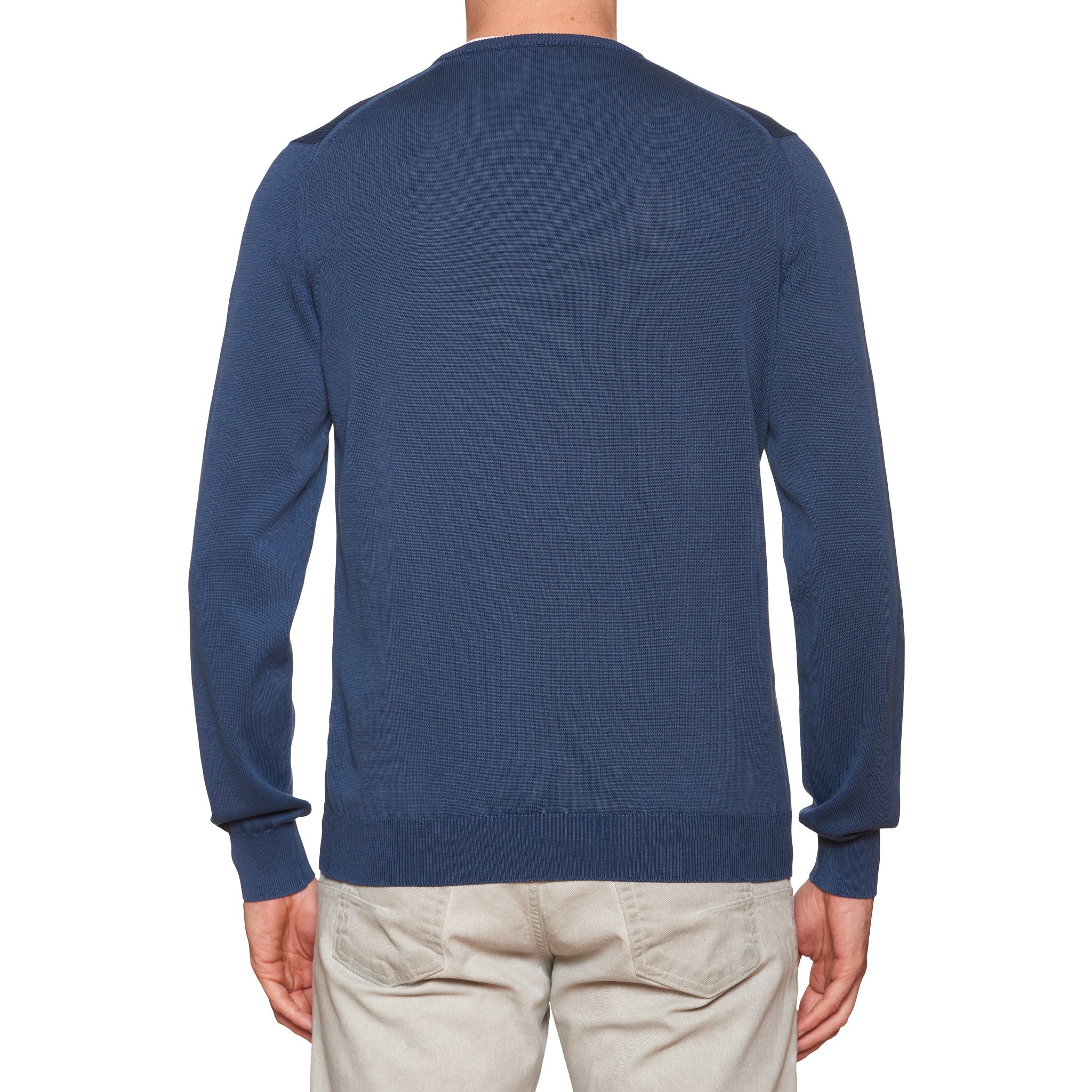 FEDELI Blue Dusty System Cotton V-Neck Sweater EU 50 NEW US M FEDELI
