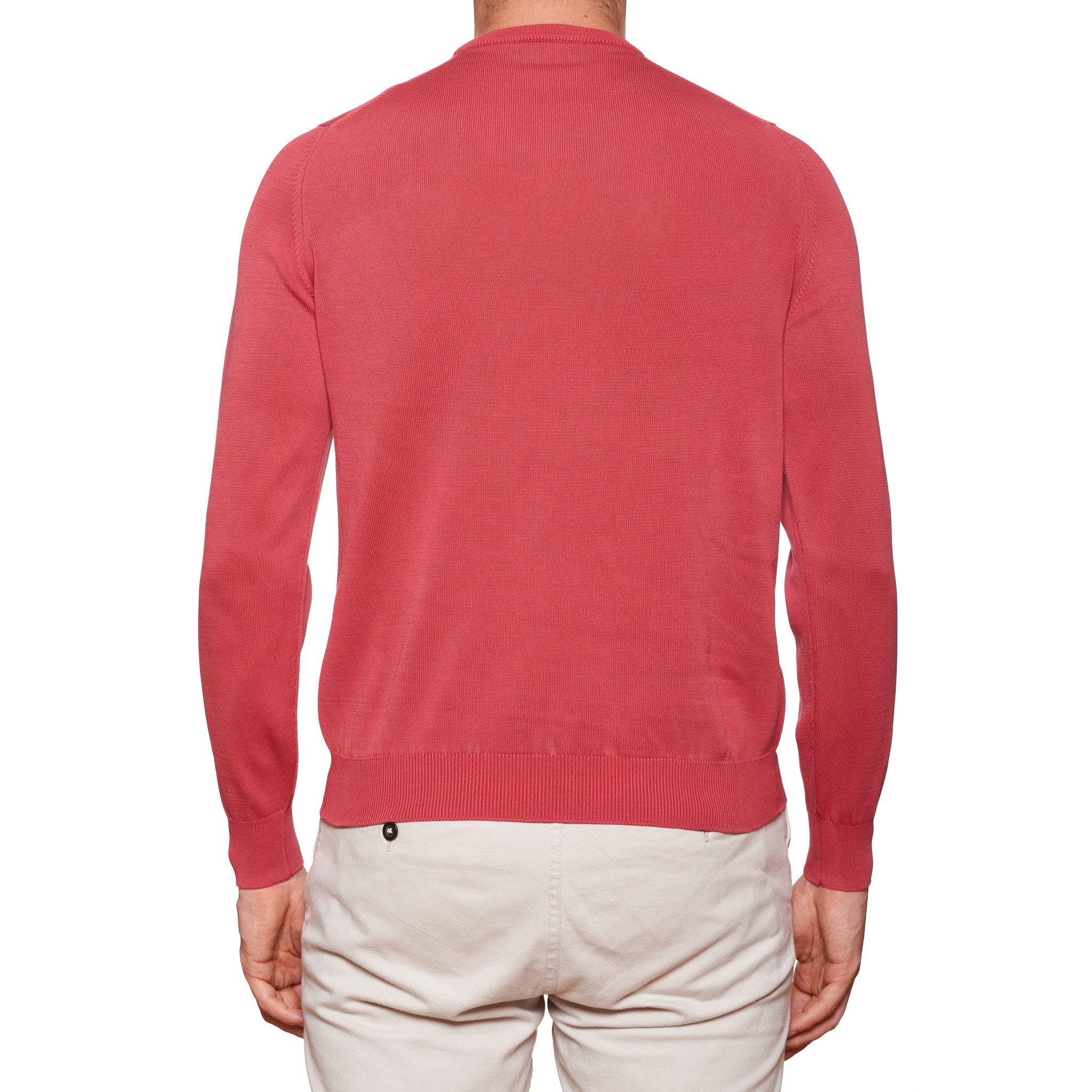 FEDELI Dark Pink "Dusty System" Cotton Crewneck Sweater EU 50 NEW US M FEDELI