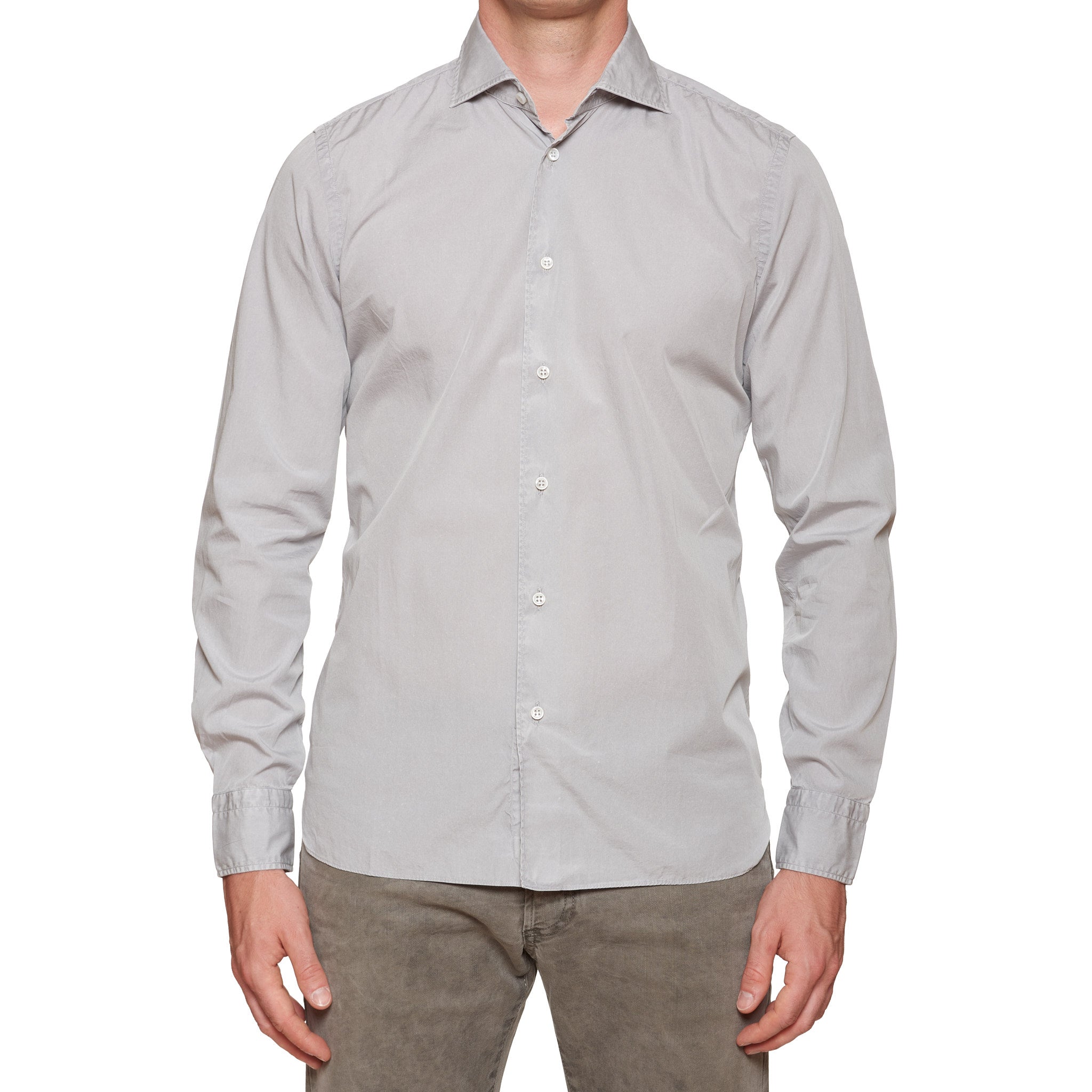 FEDELI Gray Poplin Cotton Casual Shirt EU 40 NEW US 15.75