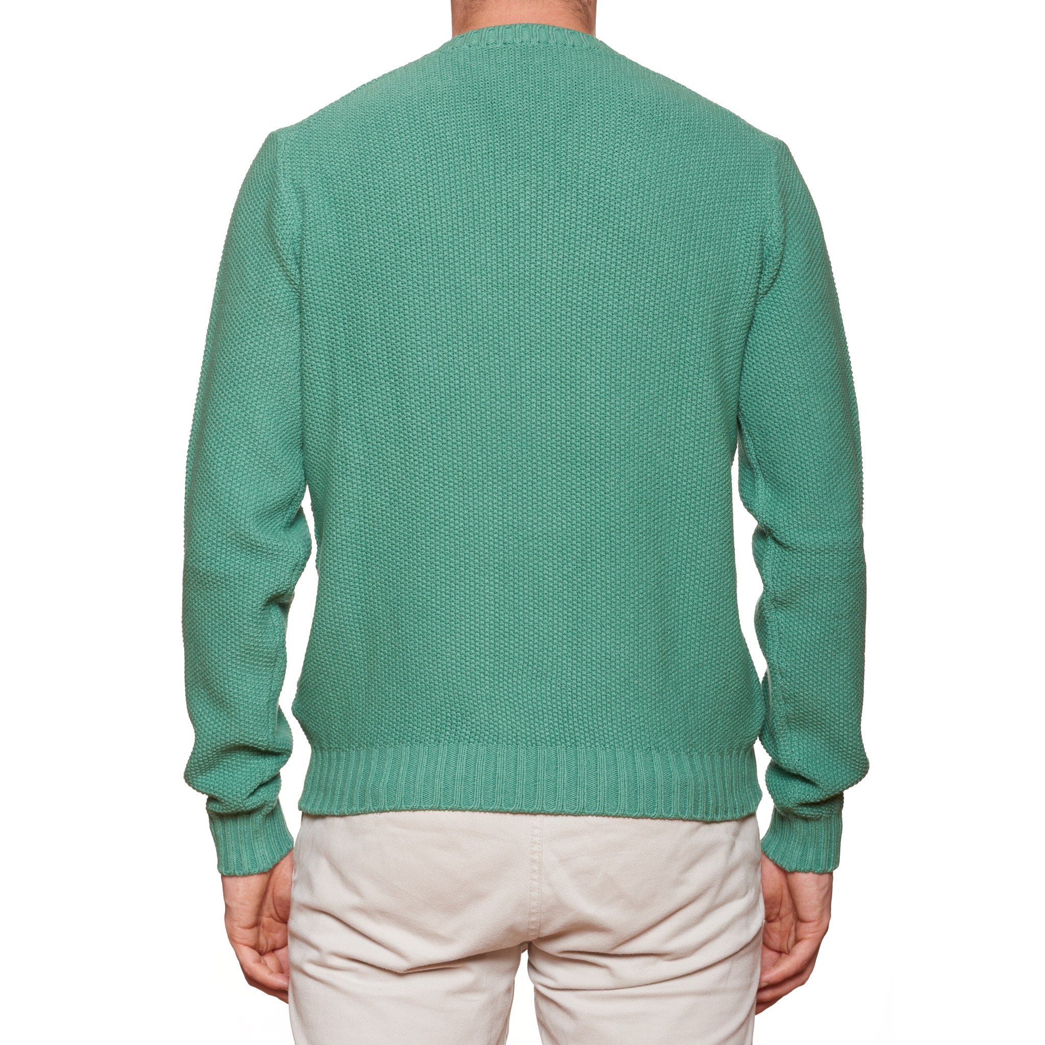 FEDELI Green Cotton Knit V-Neck Sweater EU 48 NEW US S Short FEDELI