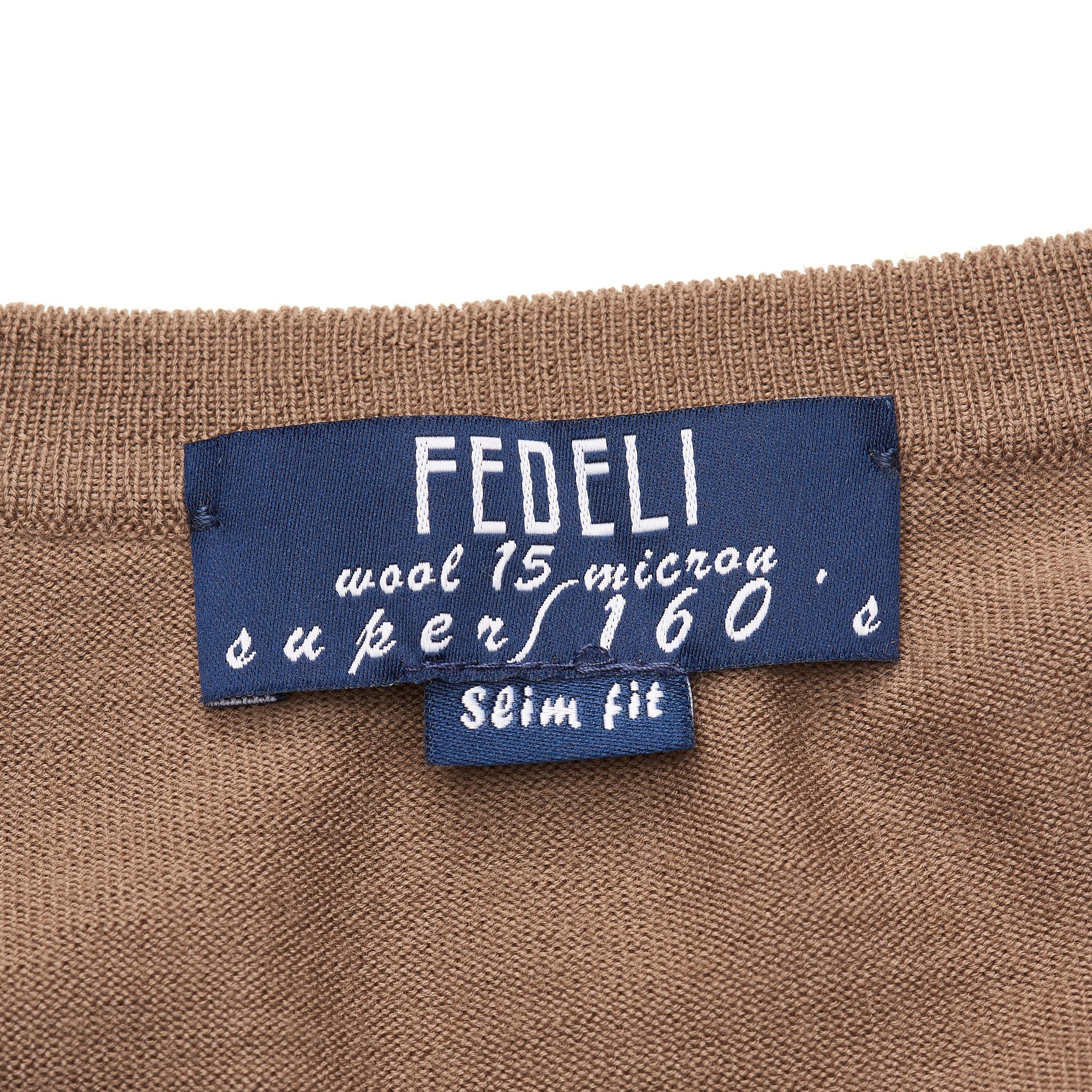 FEDELI Brown 15 Micron Wool Super 160's V-Neck Sweater EU 50 NEW US M