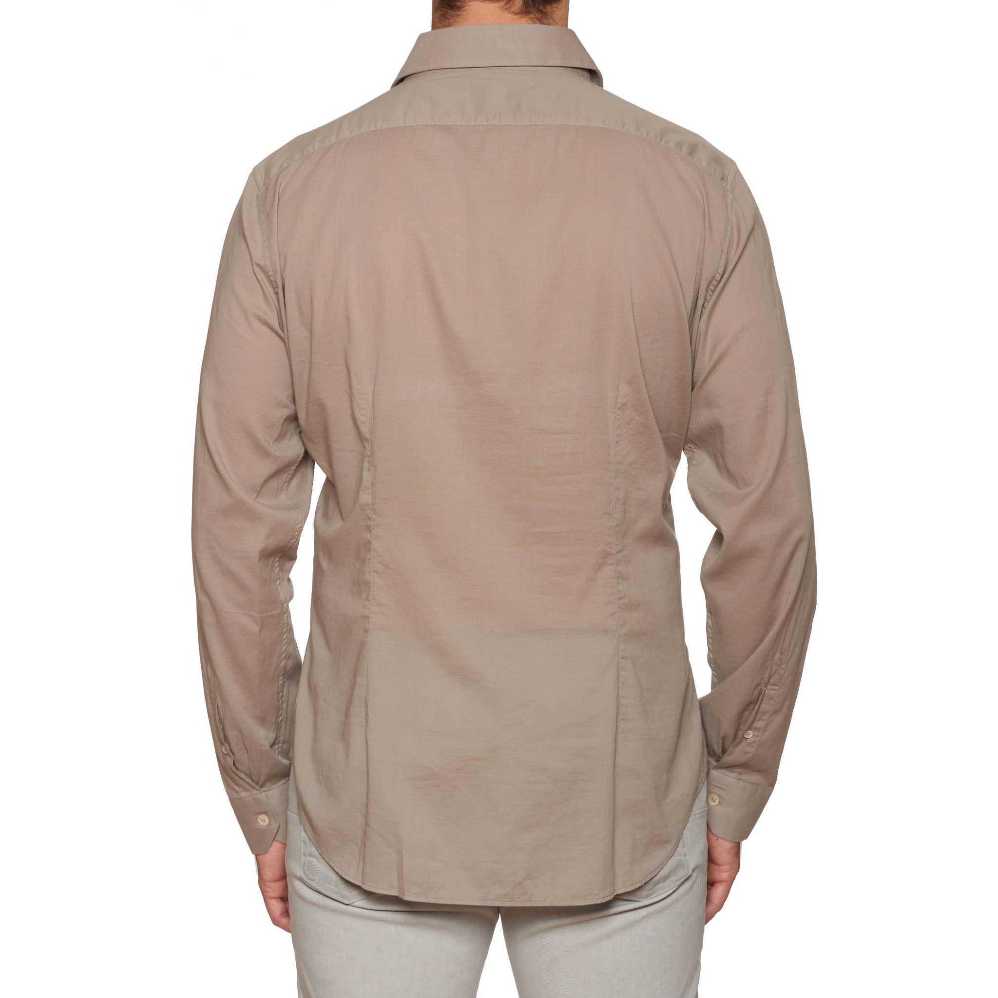 FEDELI Khaki Panamino Cotton Long Sleeve Casual Shirt EU 44 NEW US 17.5