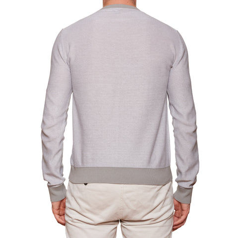 FEDELI Light Gray Knit Cotton Crewneck Sweater EU 52 NEW US L
