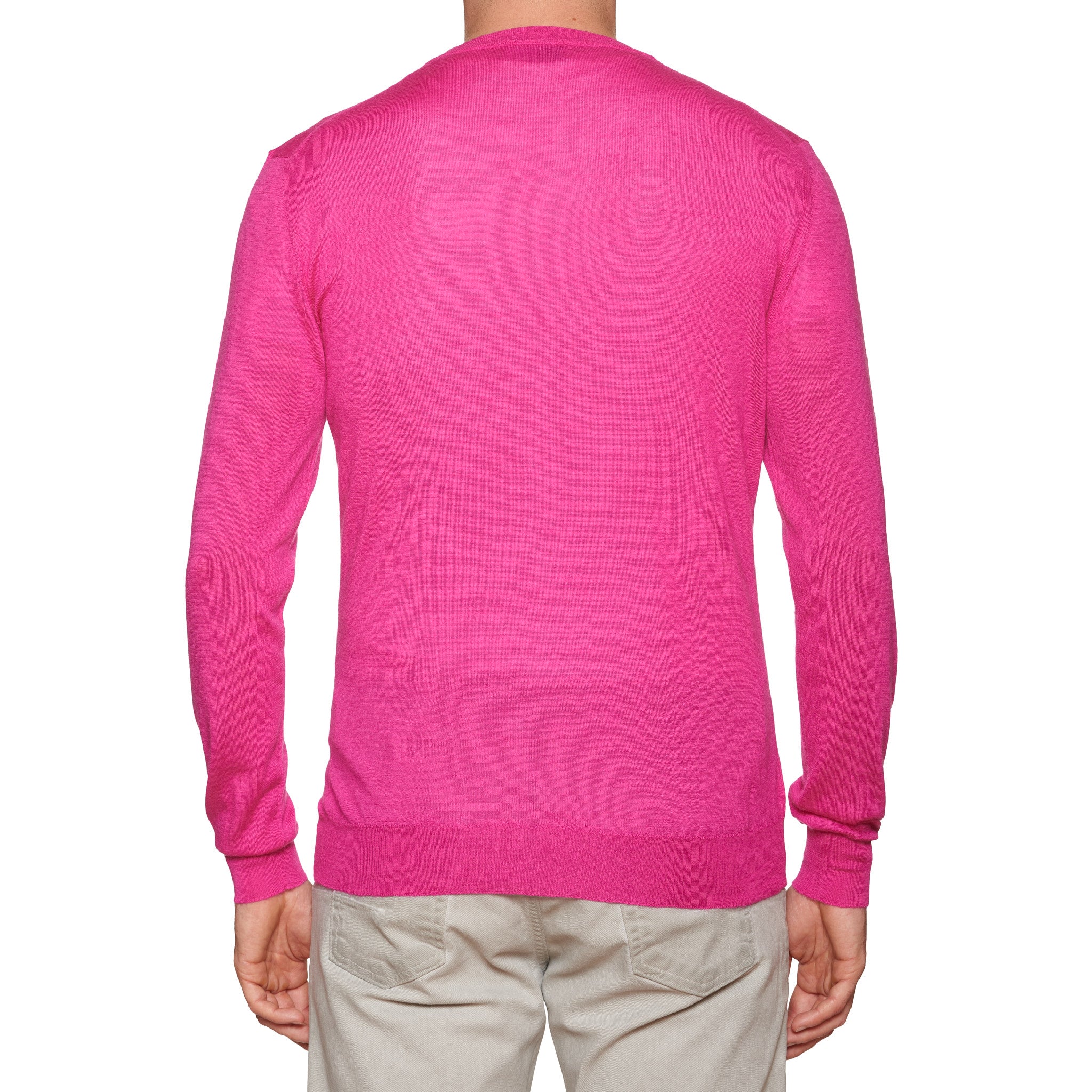 FEDELI Magenta Pink Cashmere V-Neck Sweater EU 50 NEW US M FEDELI