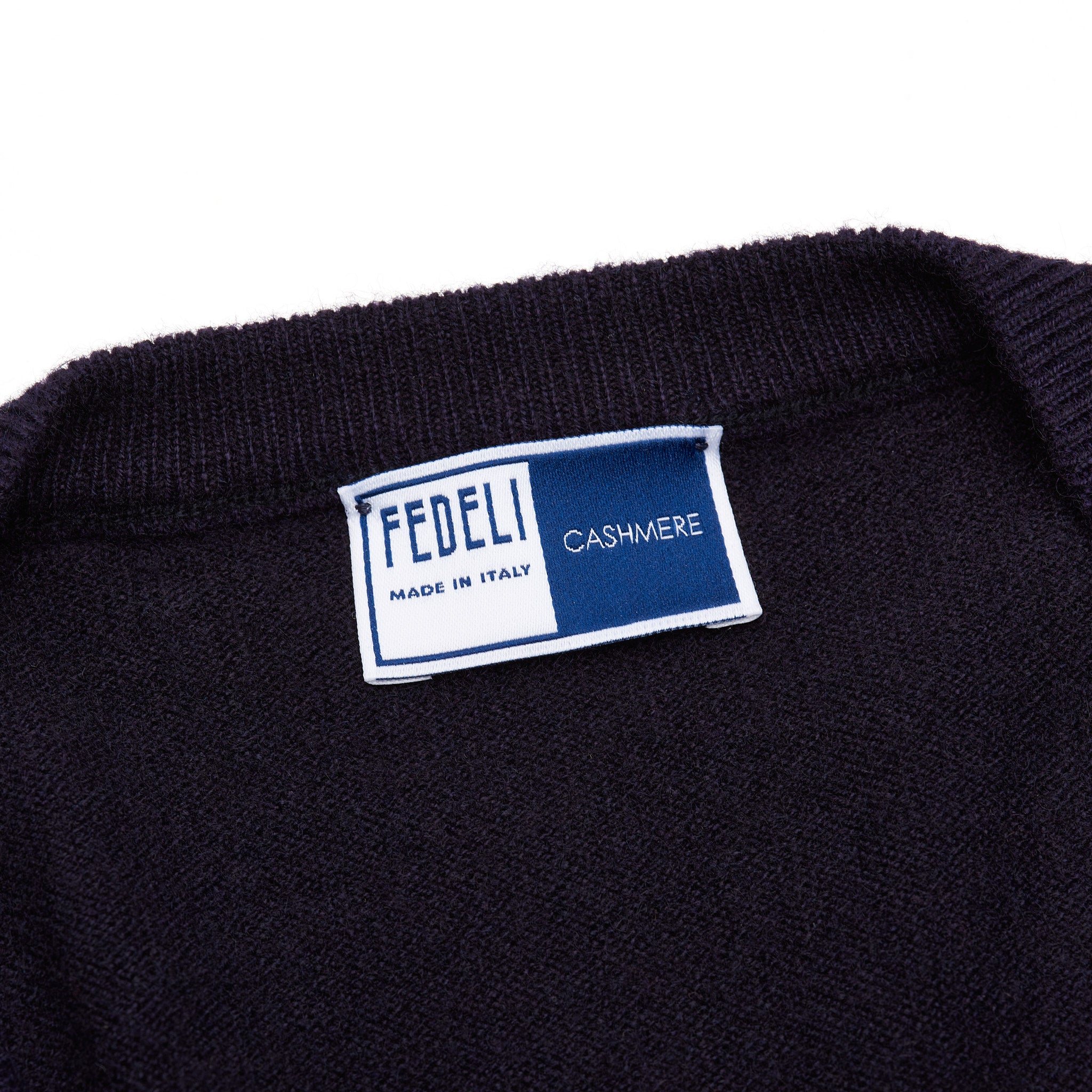 FEDELI Navy Blue Cashmere V-Neck Sweater Slim Fit XXL NEW FEDELI