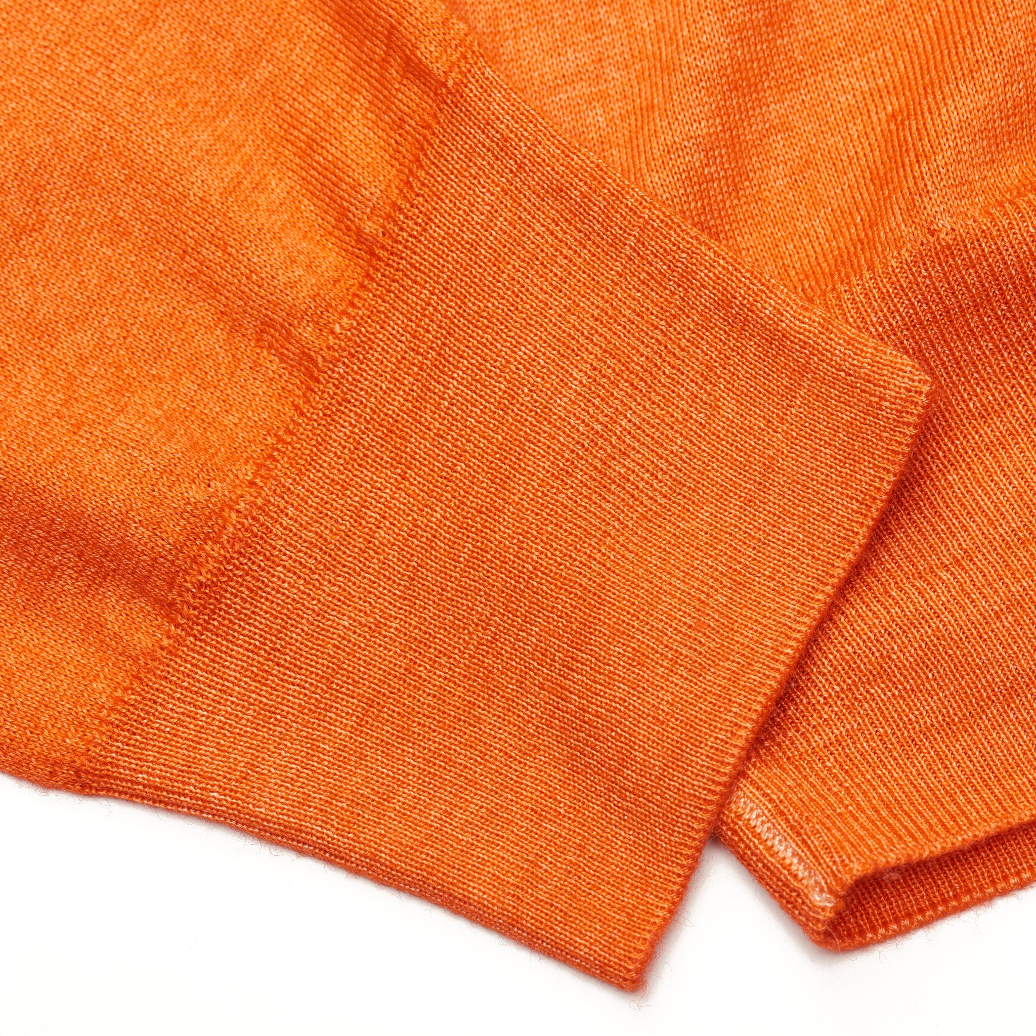 FEDELI Orange Cashmere-Silk V-Neck Sweater EU 48 NEW US S