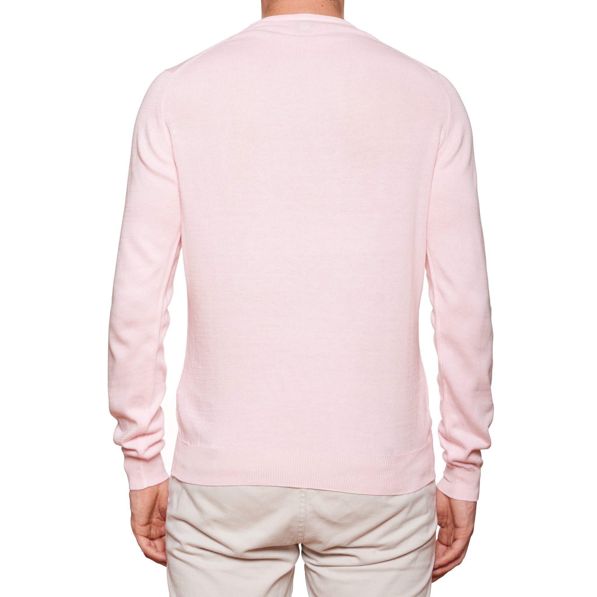 FEDELI Pink Supima Cotton Crewneck Sweater EU 50 NEW US M Slim Fit