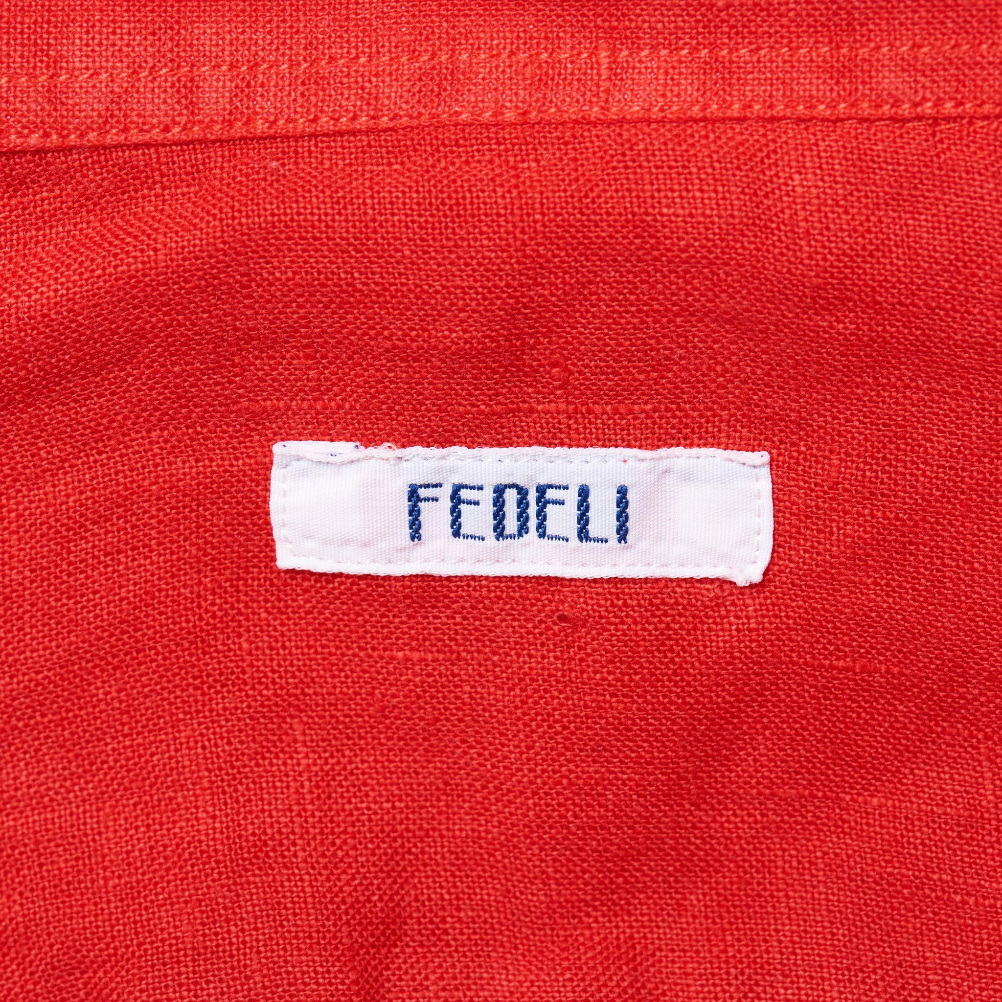 FEDELI Red Linen Long Sleeve Casual Shirt EU 42 NEW US 16.5 FEDELI