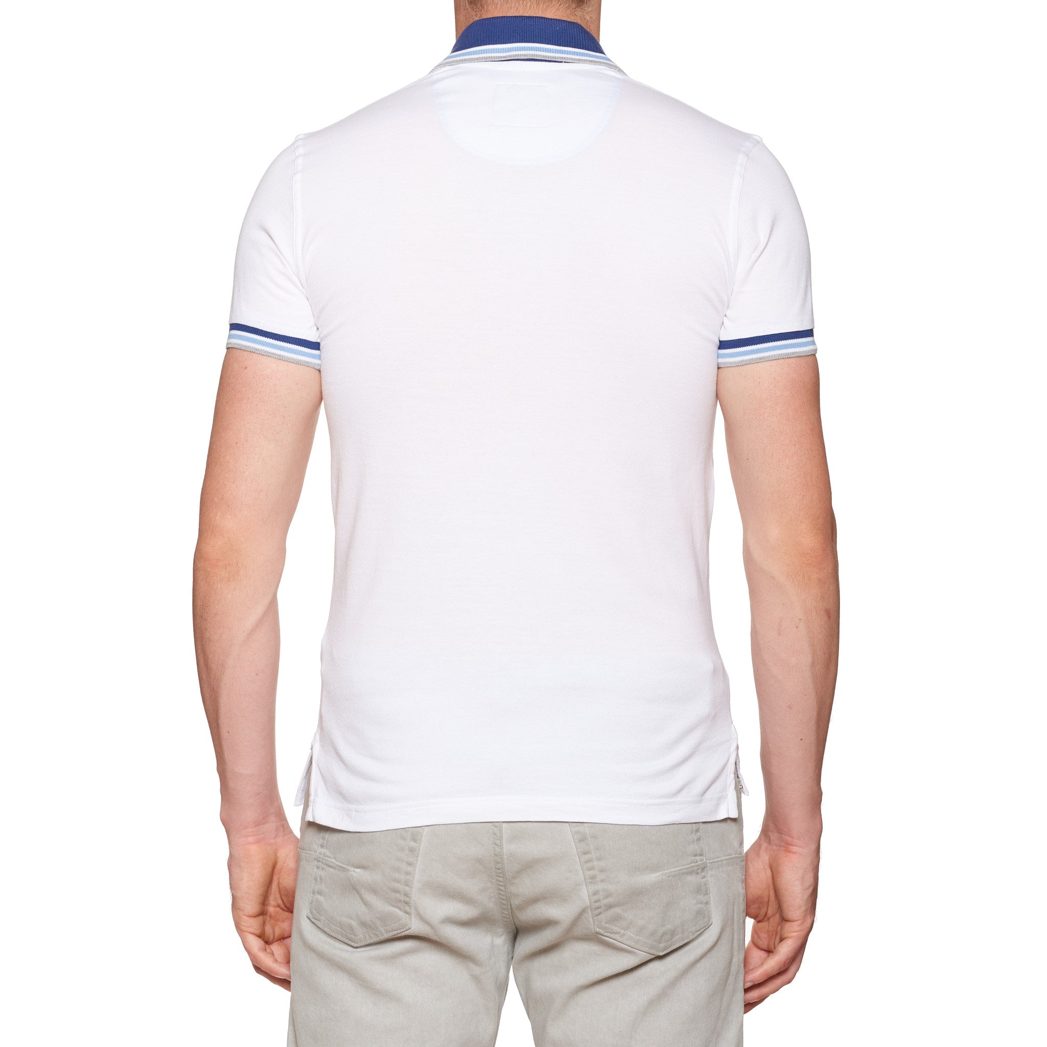 FEDELI White Cotton Jersey Frosted Short Sleeve Polo Shirt 46 NEW XS Slim FEDELI