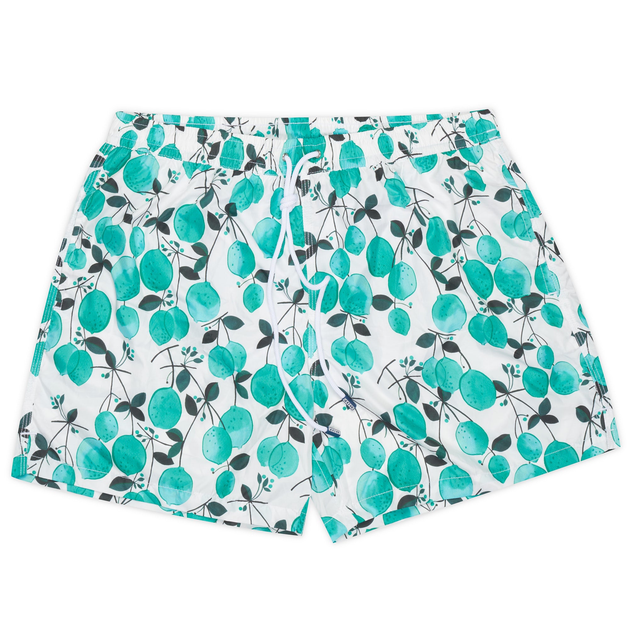 FEDELI White Green Lime printed Maldive Airstop Swim Shorts Trunks NEW Size XL