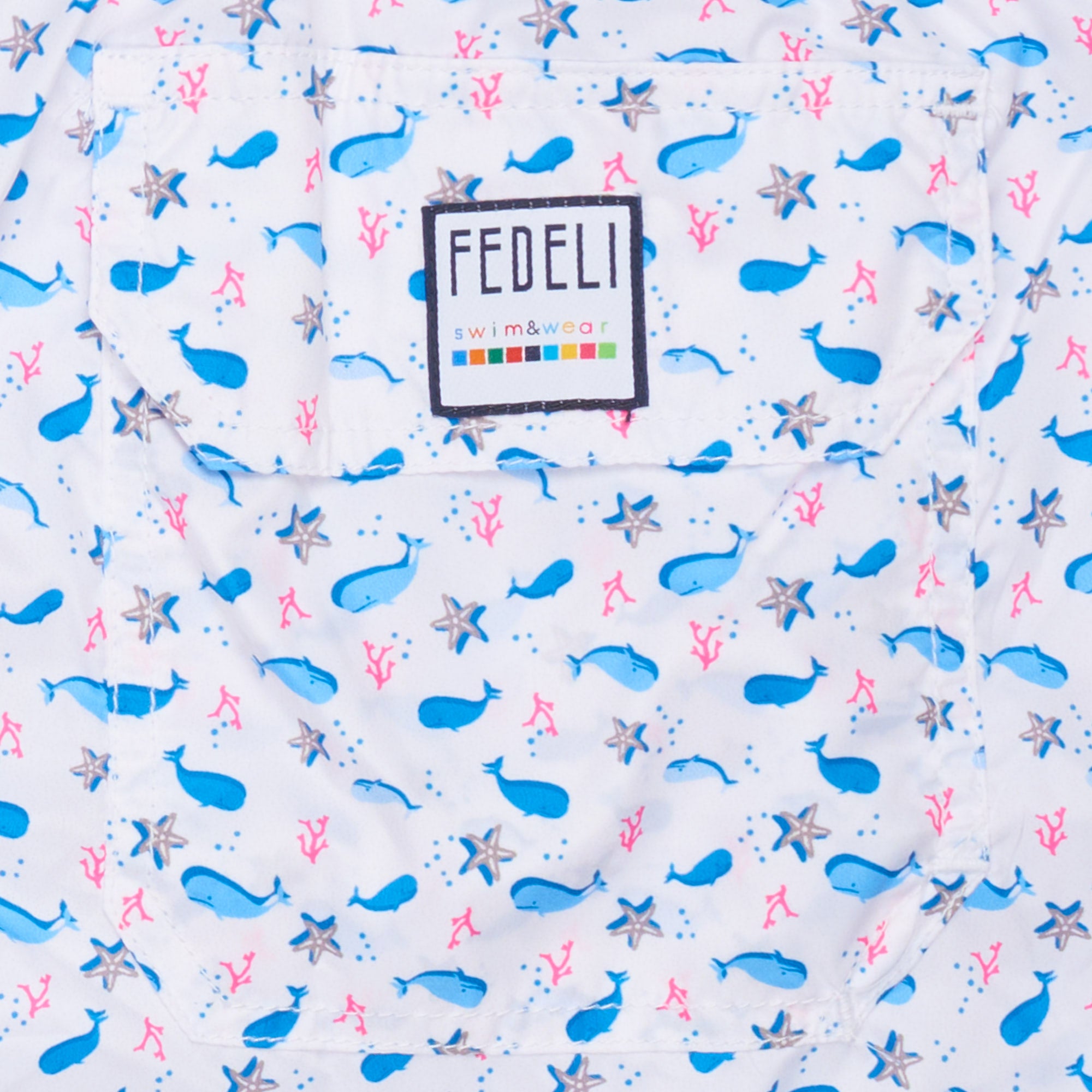 FEDELI White Sea Animals Printed Madeira Airstop Swim Shorts Trunks NEW Size 3XL FEDELI