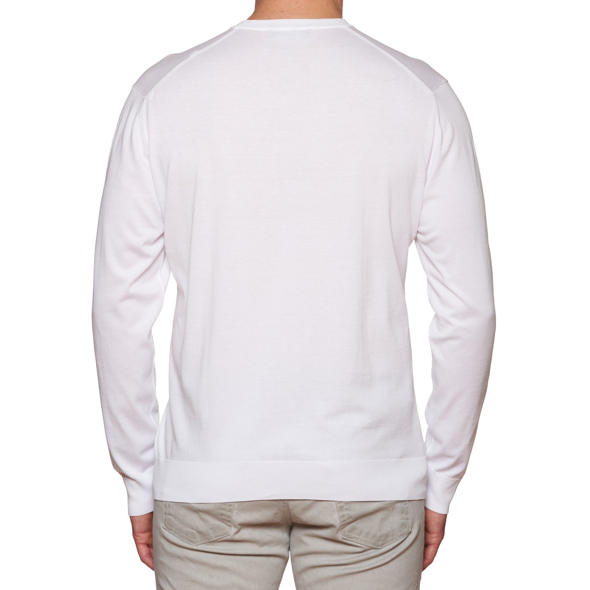 FEDELI White Supima Cotton Dusty System Crewneck Sweater 56 NEW US 2XL FEDELI