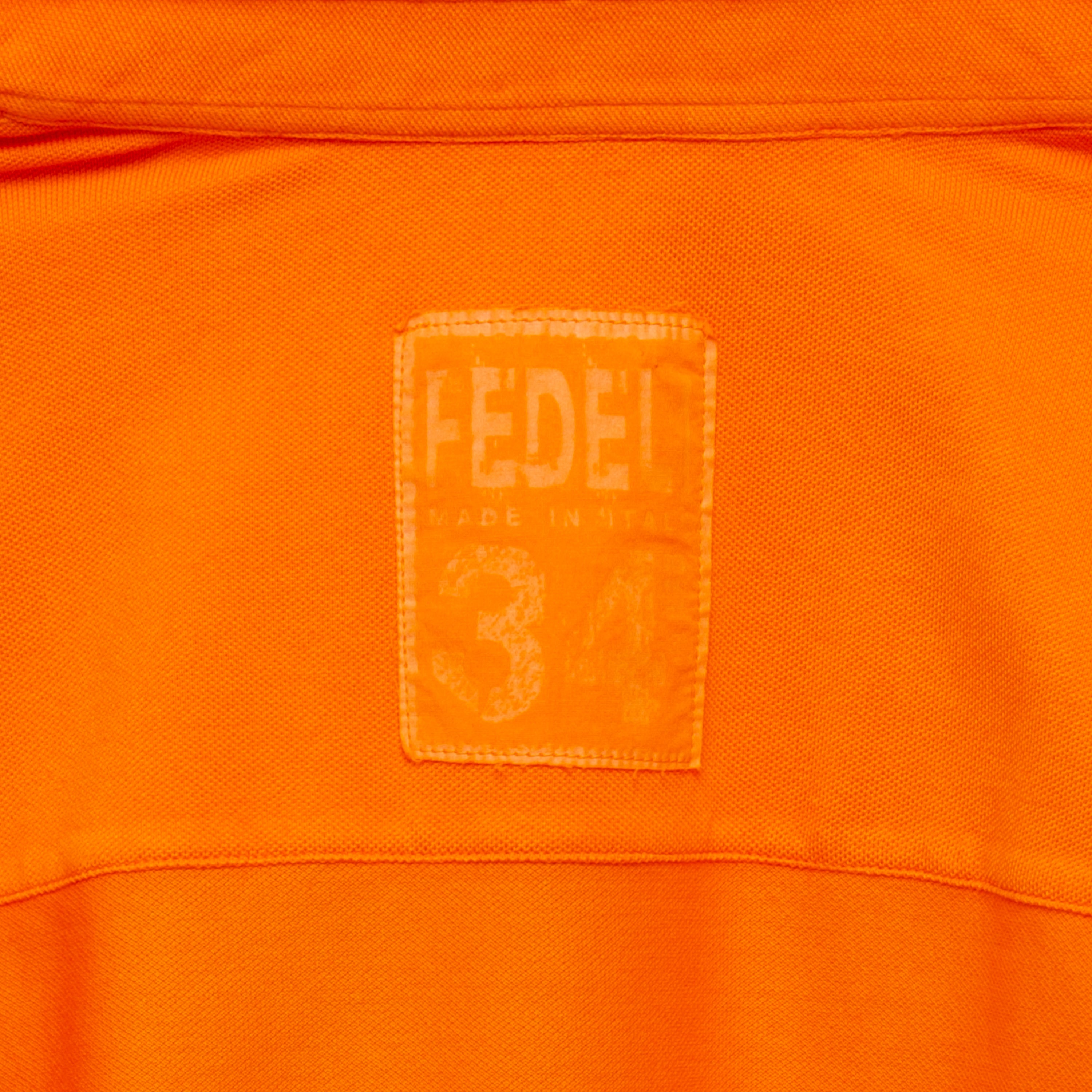 FEDELI 34 LAB "Pard" Orange Cotton Pique Frosted Polo Shirt EU 50 NEW US M