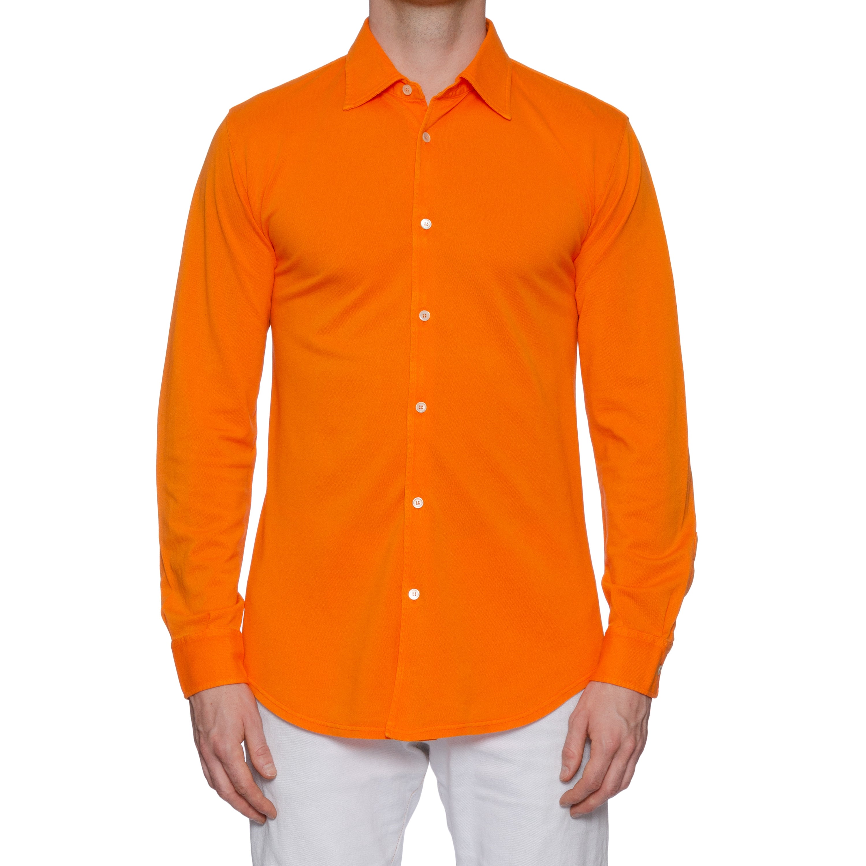 FEDELI 34 LAB "Pard" Orange Cotton Pique Frosted Polo Shirt EU 50 NEW US M