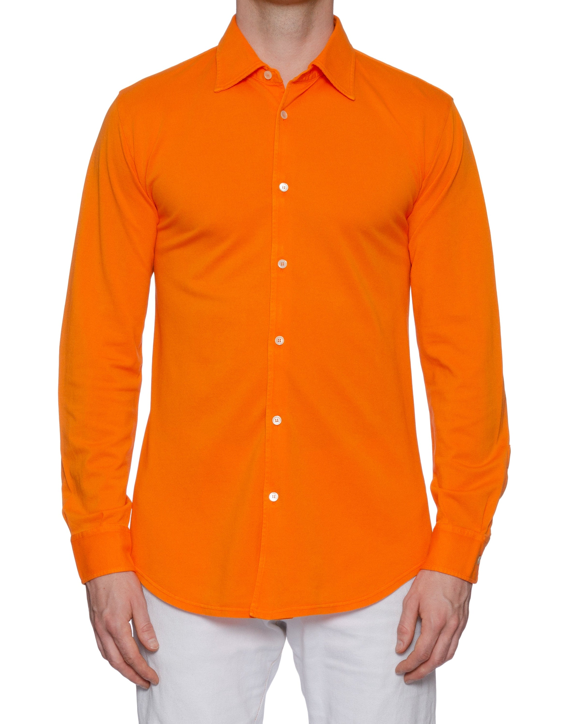 FEDELI 34 LAB "Pard" Orange Cotton Pique Frosted Polo Shirt EU 50 NEW US M FEDELI