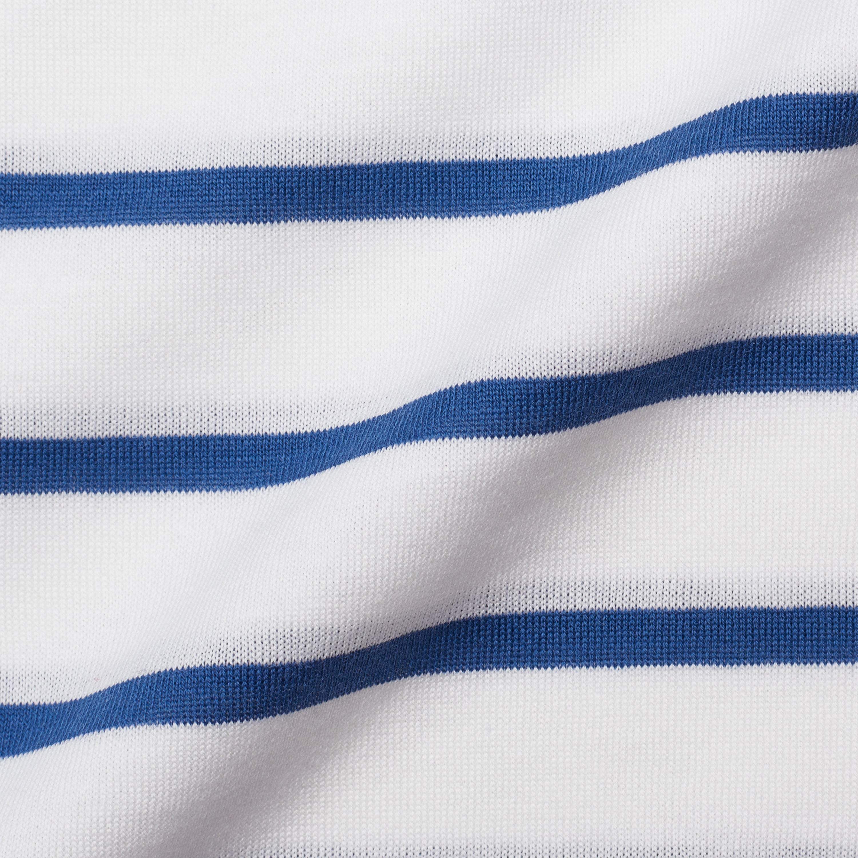 FEDELI "Bell" White Blue Striped Cotton Jersey Short Sleeve Polo Shirt EU 48 NEW US S FEDELI