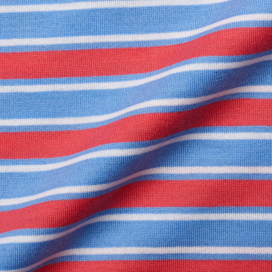 FEDELI "Florida" Multi-Color Striped Cotton Jersey Polo Shirt EU 52 NEW US L