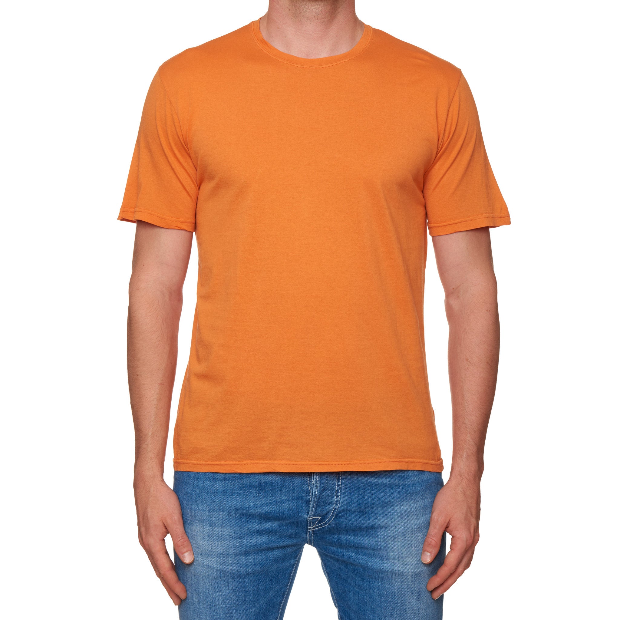 FEDELI "Gary" Orange Cotton Super Light Frosted Short Sleeve T-Shirt 50 NEW US M