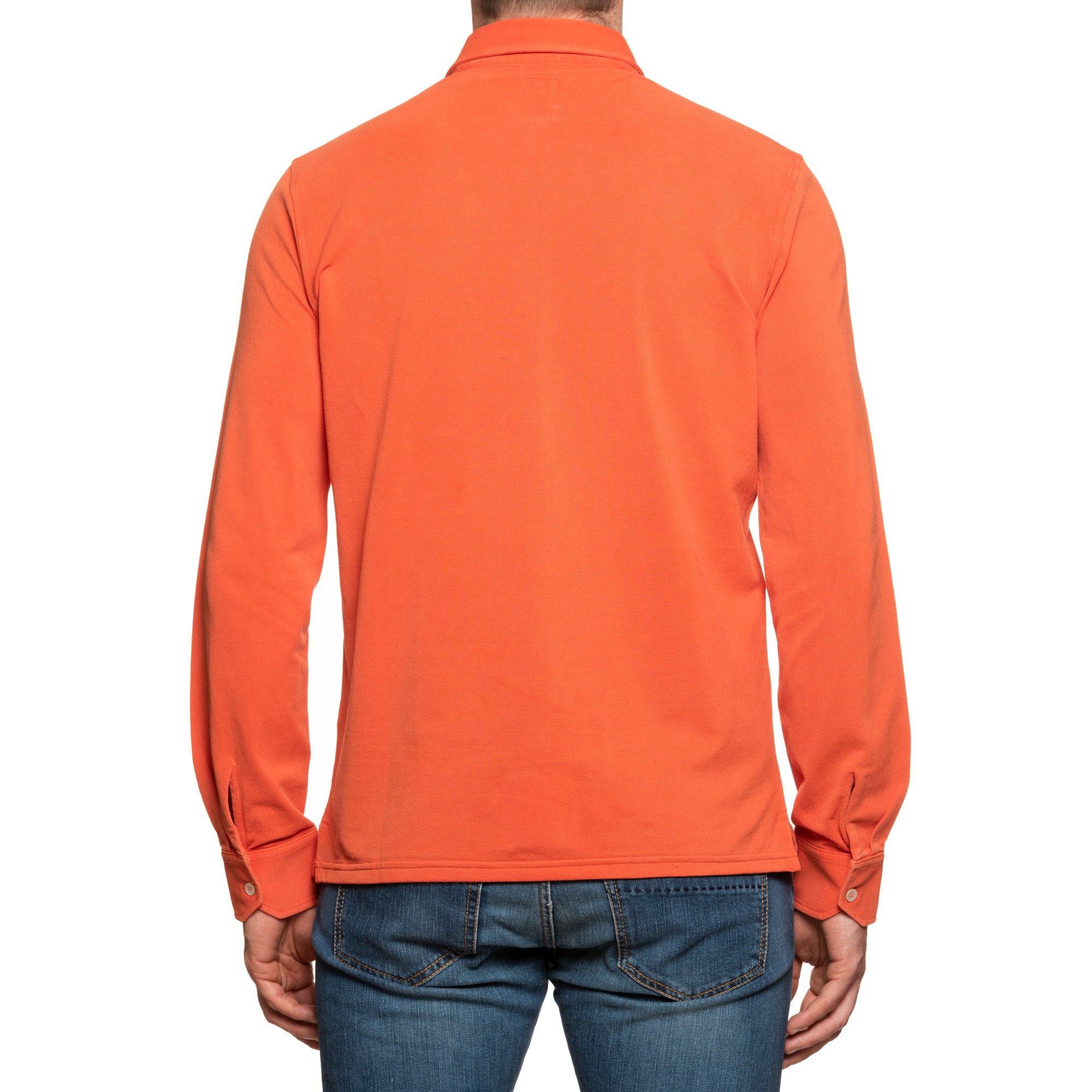 FEDELI "Goa" Orange Cotton Pique Long Sleeve Polo Shirt EU 50 NEW US M FEDELI