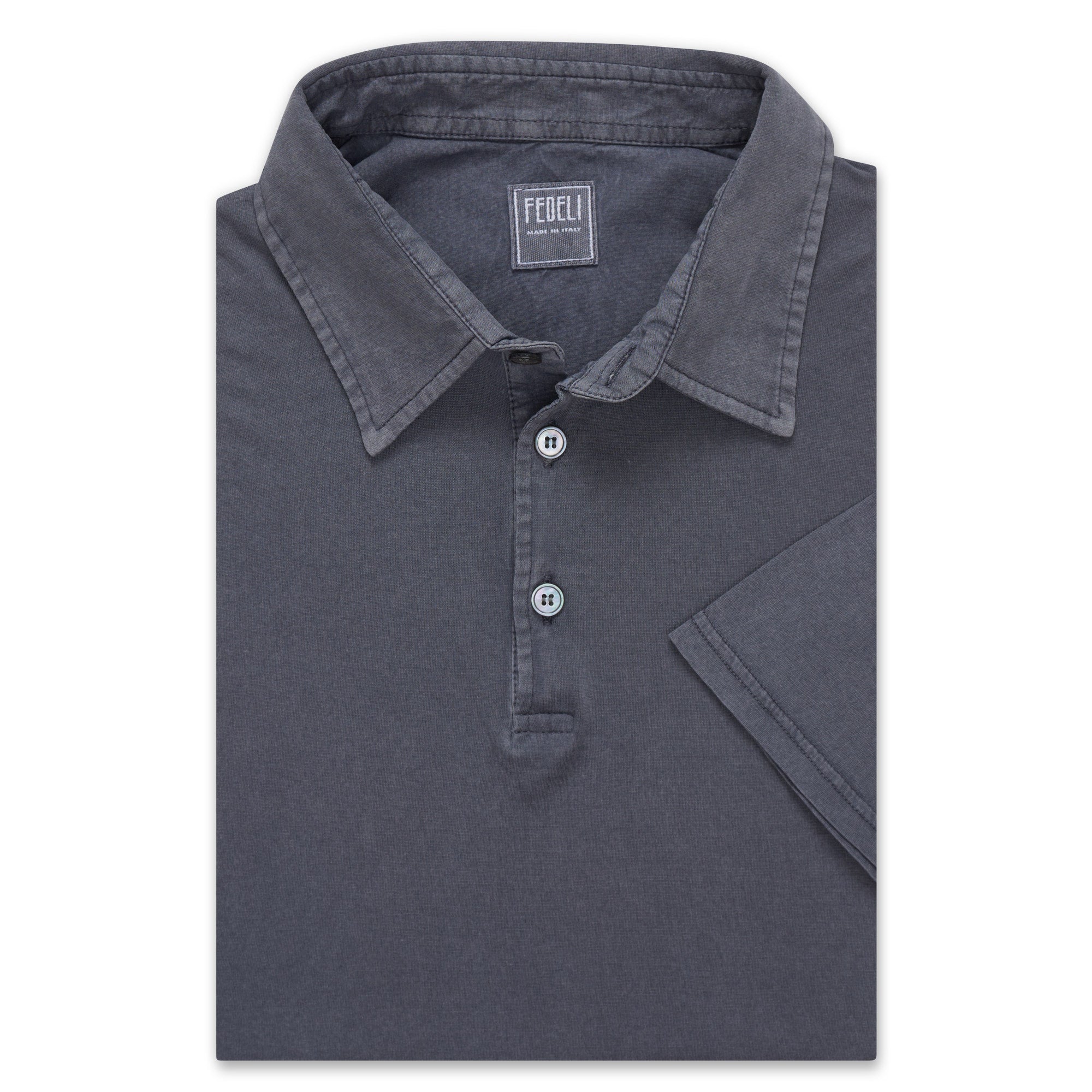 FEDELI "Jack" Gray Superlight Jersey Cotton Short Sleeve Polo Shirt 46 NEW XS FEDELI