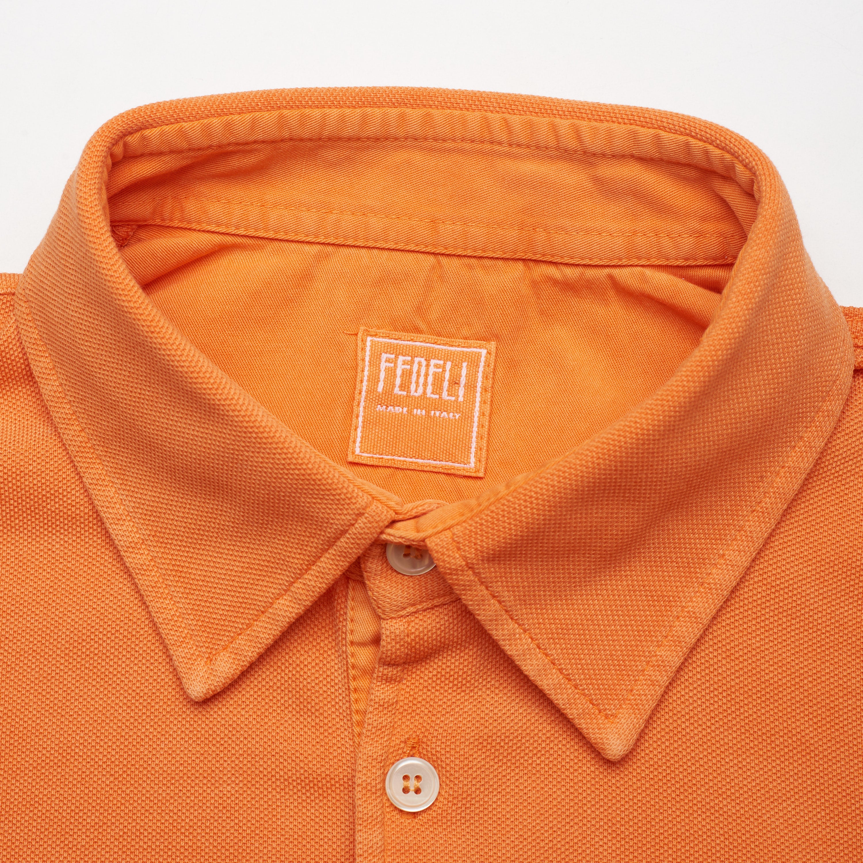 FEDELI "Jack" Orange Cotton Short Sleeve Pique Polo Shirt EU 48 NEW US S FEDELI