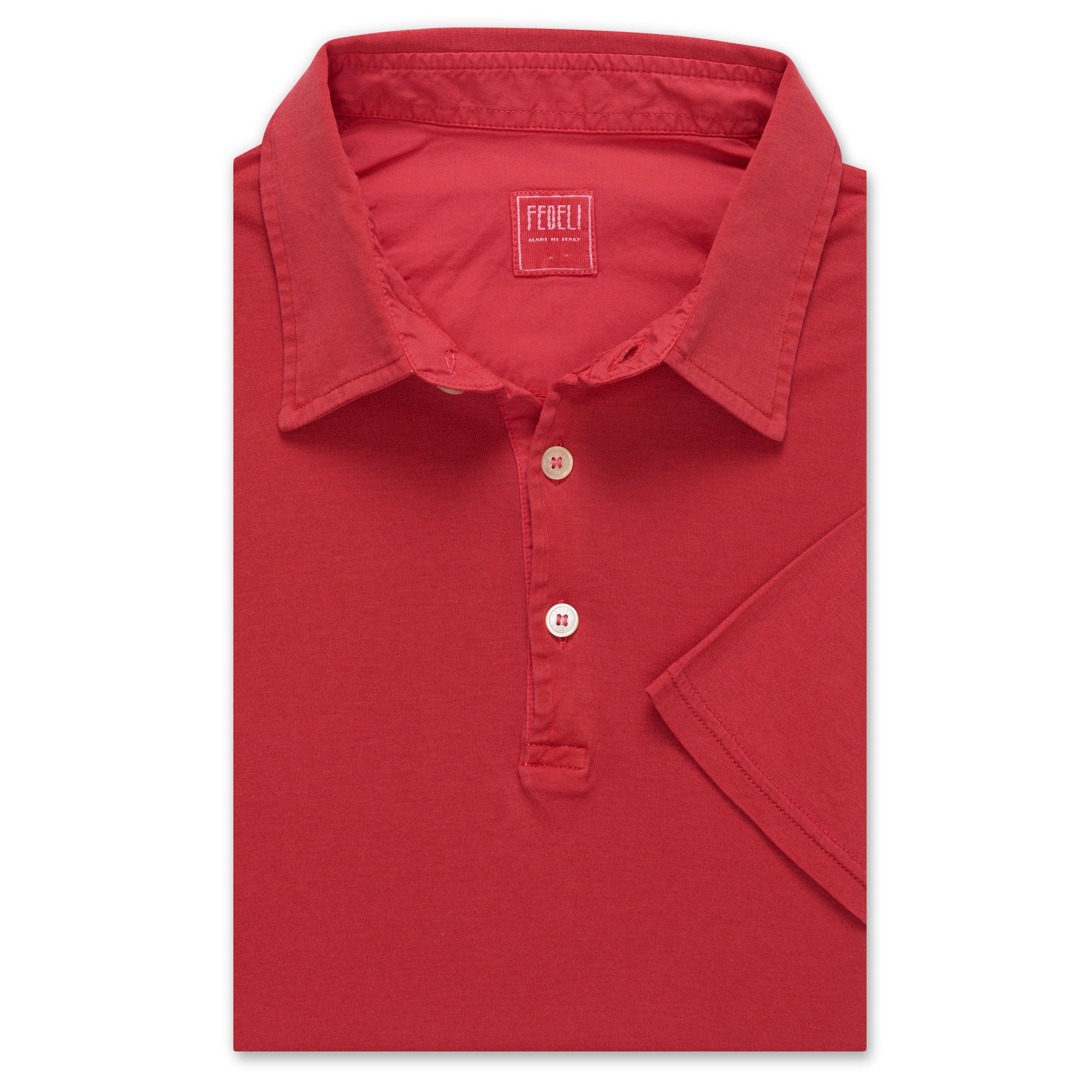 FEDELI "Jack" Red Superlight Jersey Cotton Short Sleeve Polo Shirt 48 NEW US S FEDELI